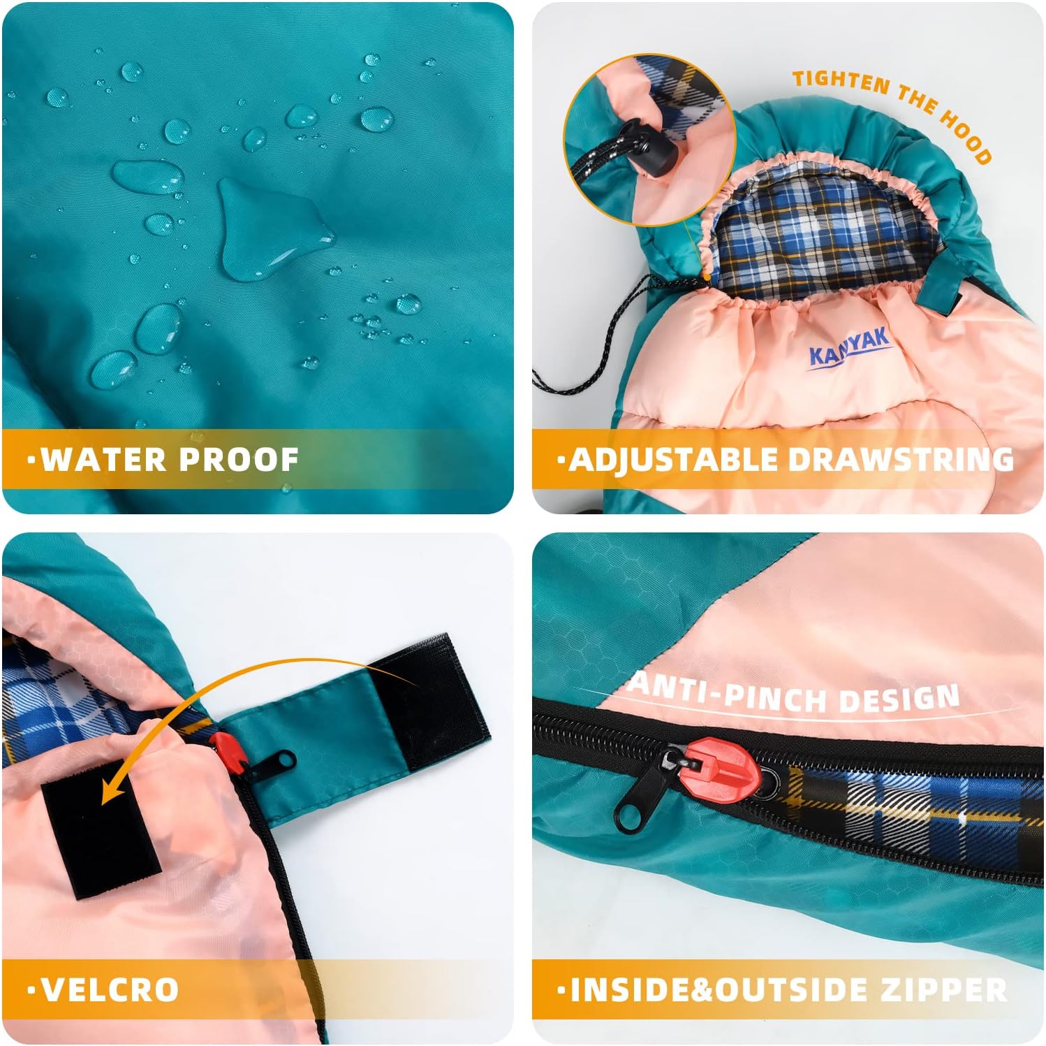Camping Sleeping Bag, 32℉ Sleeping Bags for Adults Kids Teens Cold Weather Warm Sleeping Bag Winter for 3-4 Season Camping, Camping Gear Equipment, Traveling, and Outdoors - Image 4