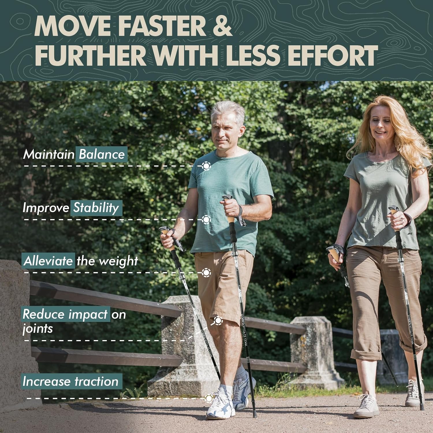 GPTCAMP Nordic Walking Stick, TPZ-1, 2pc Folding Collapsible Hiking Poles with Metal Quick Lock, Cork Handle, Lightweight 7075 Aluminum Trekking Poles for Seniors Women Men Hiking Gear - Image 8