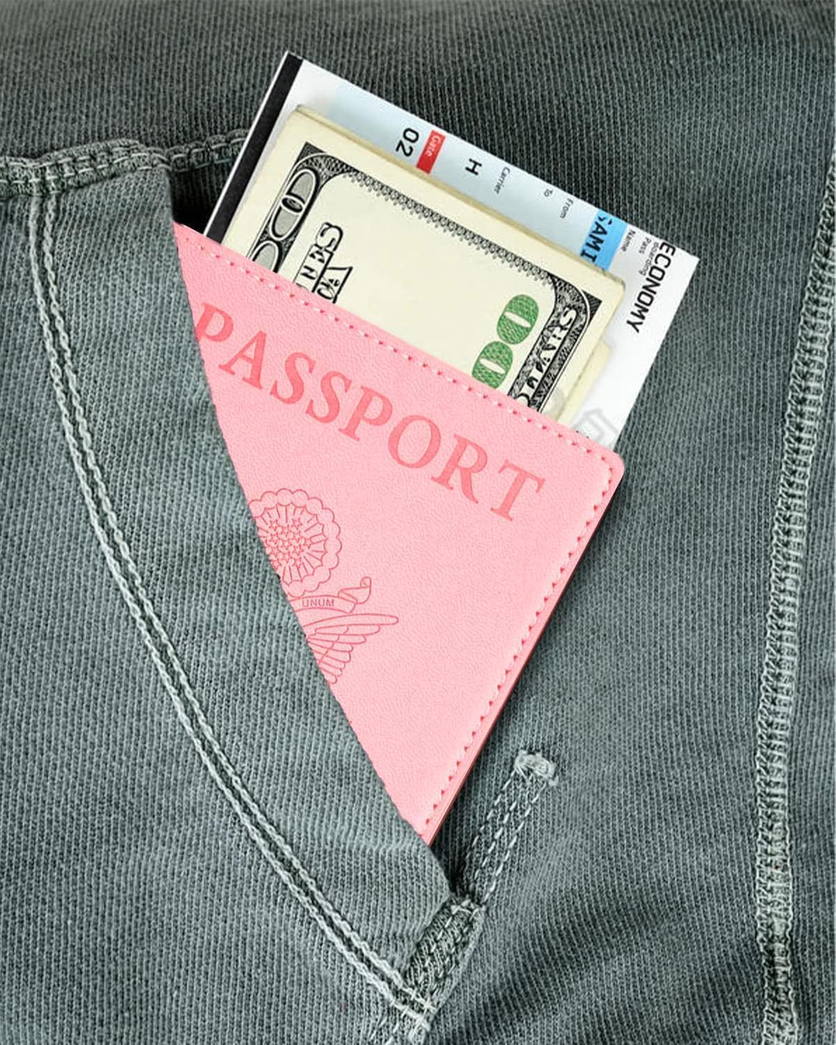 Sizobi Leather Passport Holder Covers, Passport Holder for Travel Women, RFID Blocking Wallet Case, International Travel Must Haves Travel Accessories for Women Men,Cruise Ship Essentials Gifts, Pink - Image 6