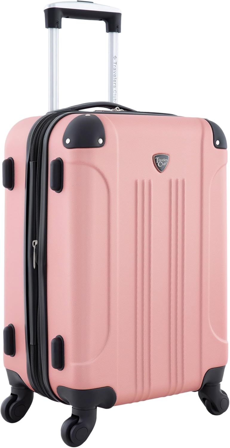 Travelers Club Chicago Hardside Expandable Spinner Luggage, Rose Gold, 20" Carry-On - Image 4