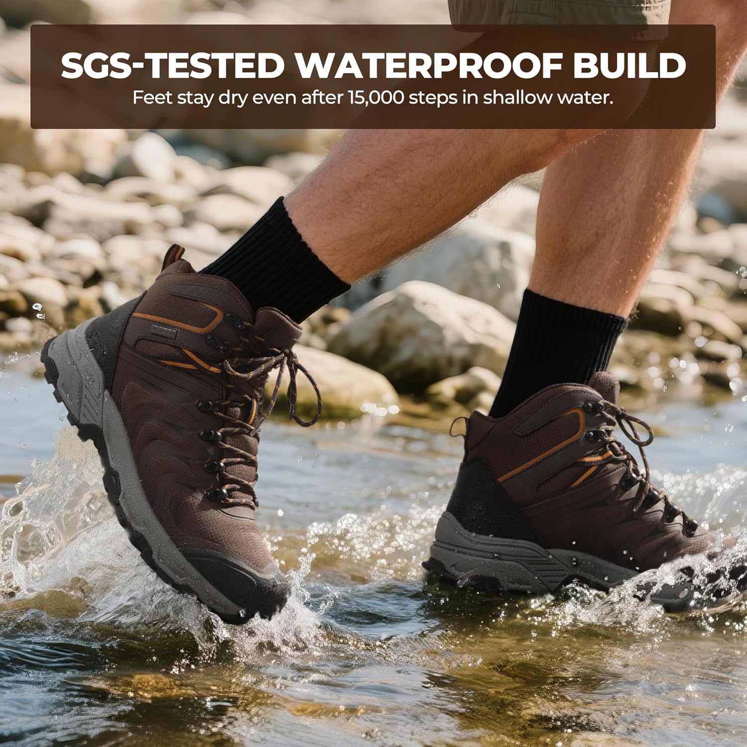 NORTIV 8 Men's Waterproof PRO Hiking Boots Outdoor Lightweight Non-Slip Arch Support Trekking Camping Ankle Boots Armadillo Update - Image 4
