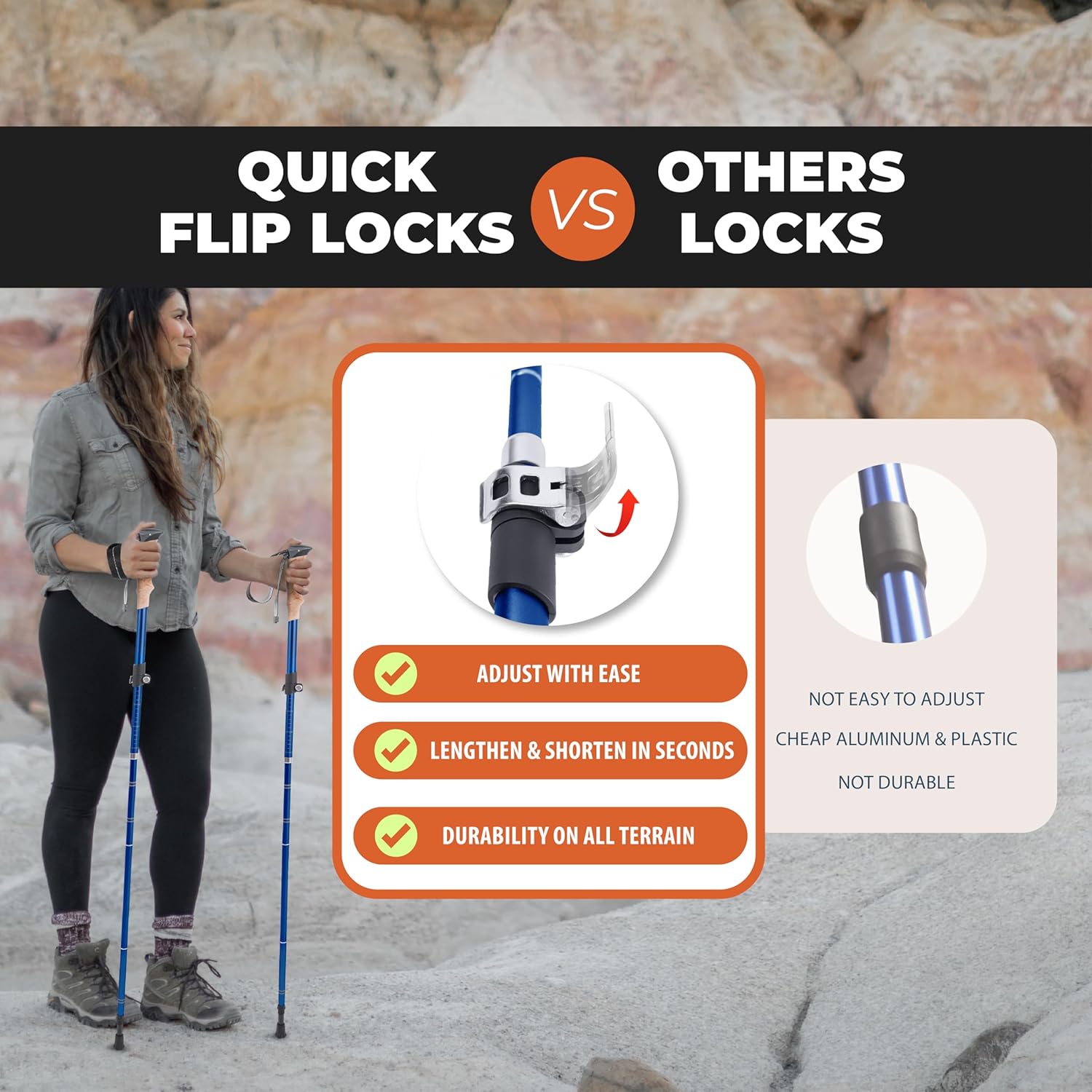 TREKOLOGY Trekking Poles – Lightweight, Adjustable Hiking Sticks for Men & Women – Durable Aluminum, Compact & Foldable with Comfortable Grip – Perfect for Hiking, Walking & Seniors, TREKZ XE - Image 7