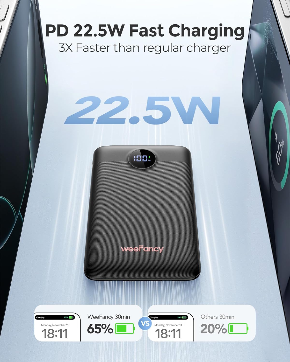 Mini Portable Charger with Built-in Cables 22.5W Fast Charging Power Bank USB-C Small Battery Pack 10000mAh Travel Essential Slim Battery for iPhone 17/16/15/14, Samsung 25/24, and More - Image 5