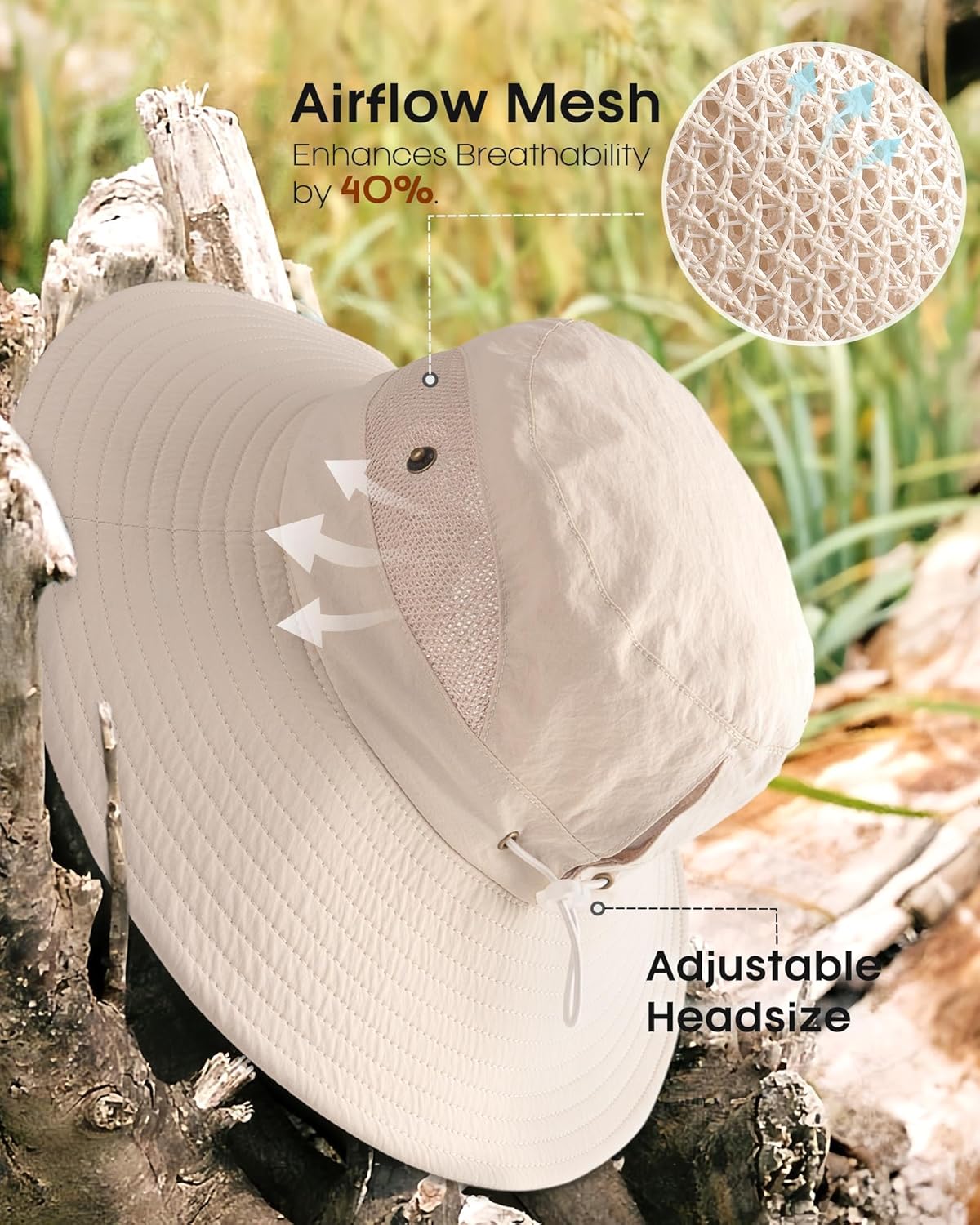 FURTALK Womens Sun Hat with Ponytail Hole Beach Hiking Summer Wide Brim UPF 80+ Outdoor Protection Foldable Bucket Hat - Image 8