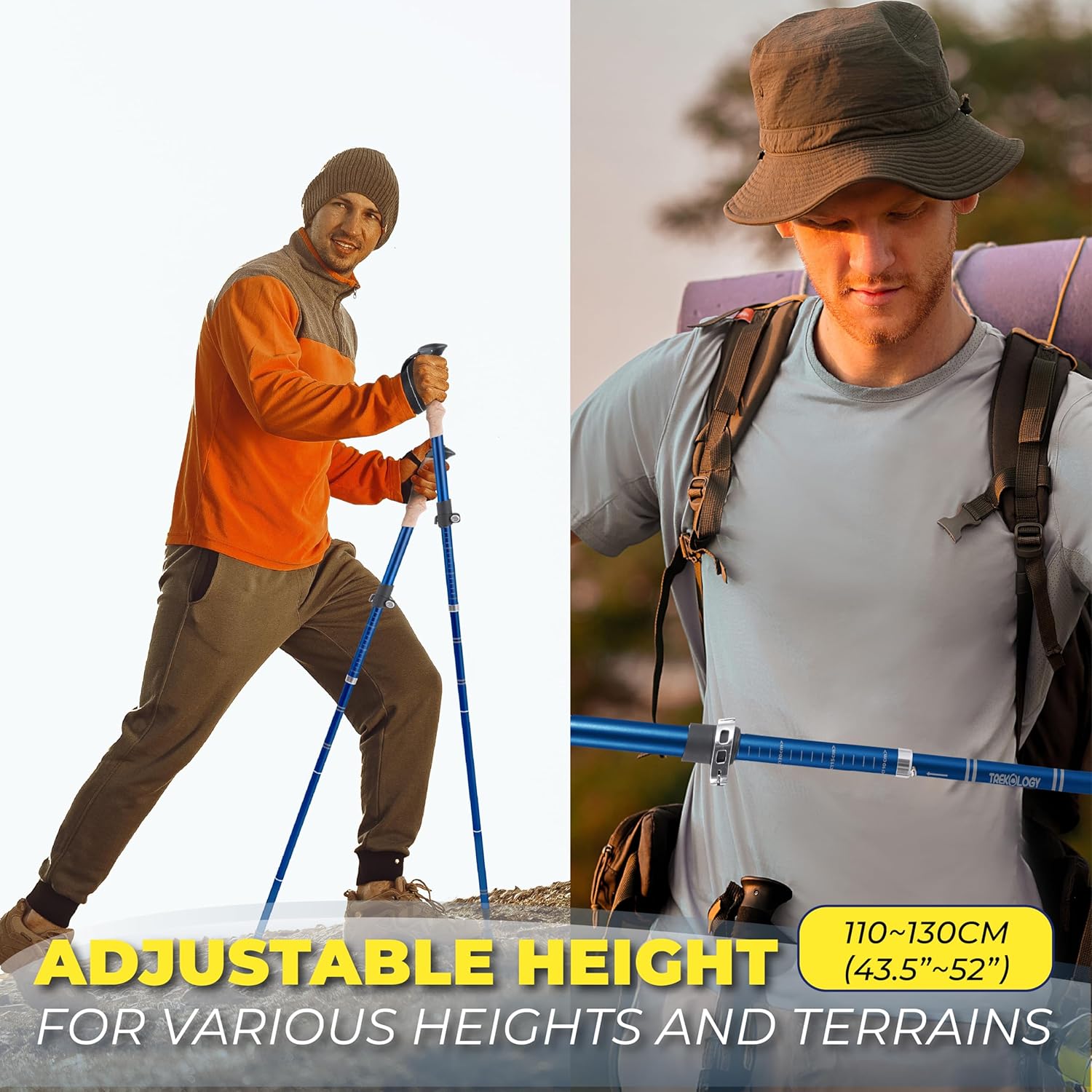 TREKOLOGY Trekking Poles – Lightweight, Adjustable Hiking Sticks for Men & Women – Durable Aluminum, Compact & Foldable with Comfortable Grip – Perfect for Hiking, Walking & Seniors, TREKZ XE - Image 4