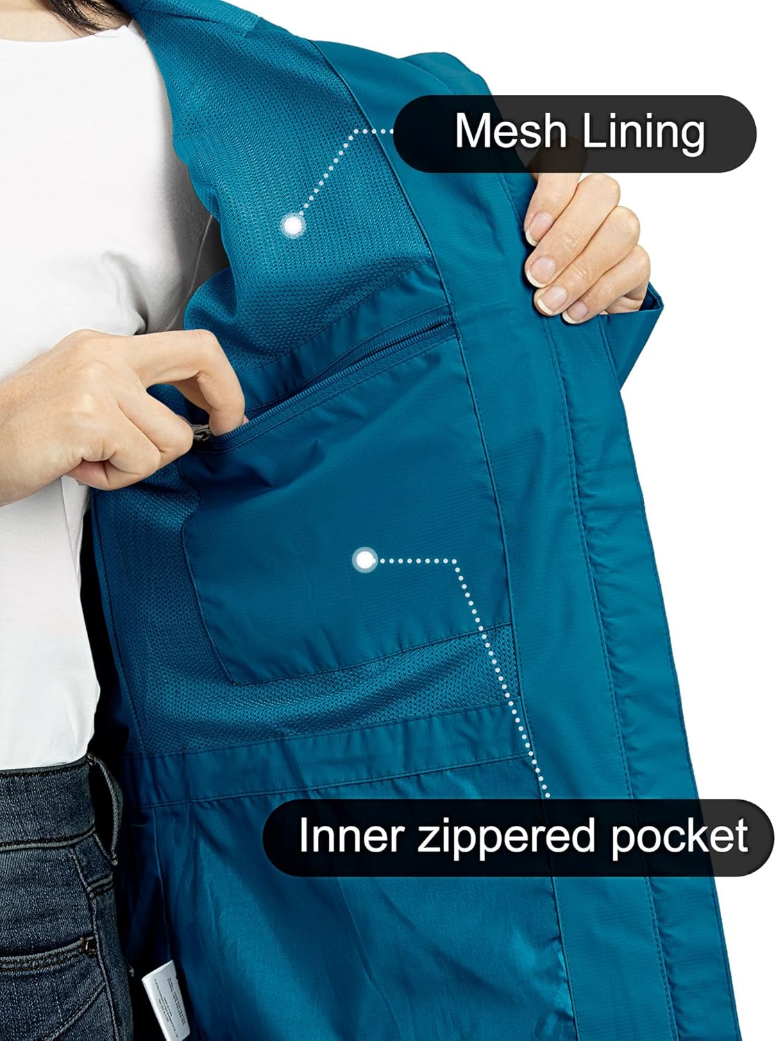 Outdoor Ventures Packable Rain Jacket Women Lightweight Waterproof Raincoat with Hood Cycling Bike Jacket - Image 7
