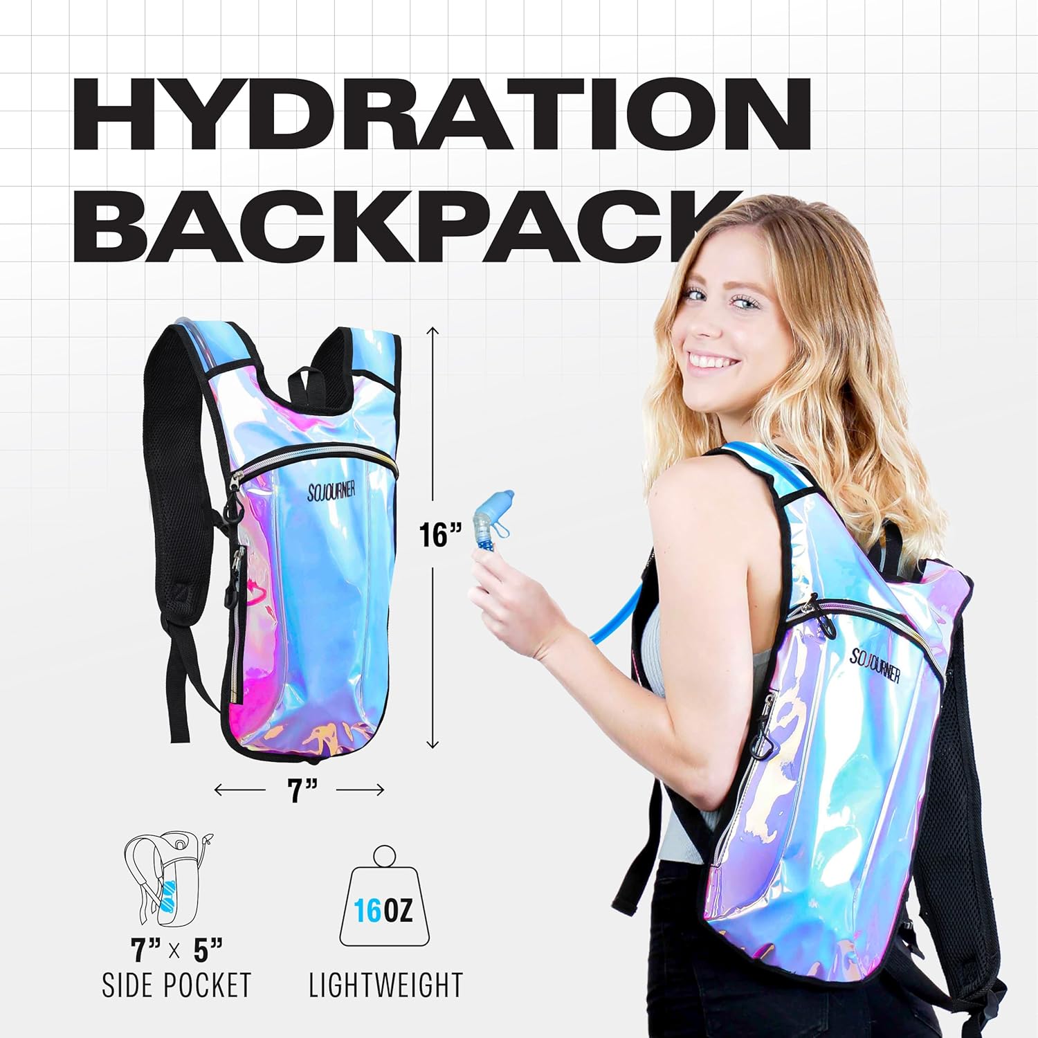 Sojourner Rave Hydration Pack - Hydration Backpack - Hydropack with 2L Bladder - Water Backpack for Festivals, Hiking, Running, Biking and More - Image 3