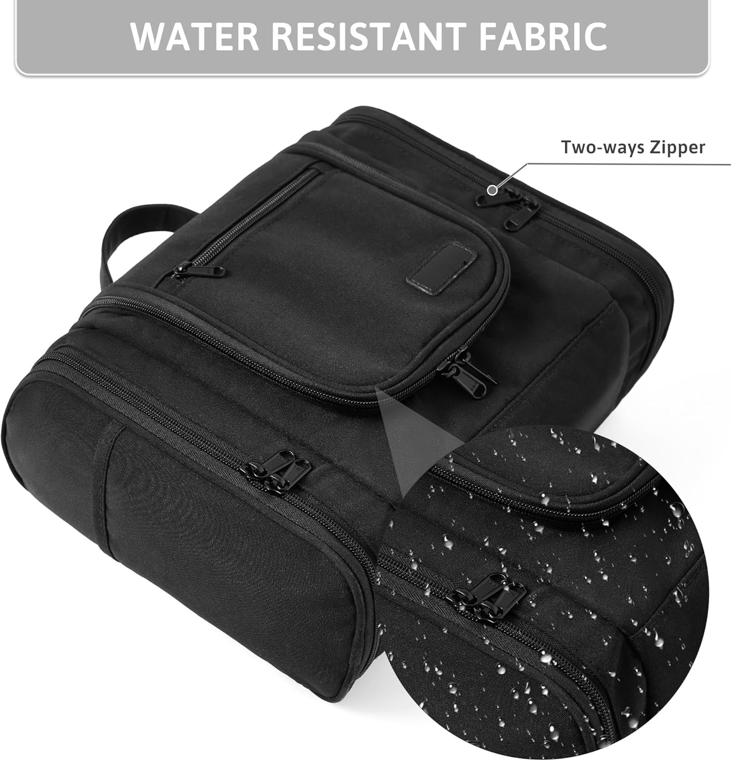 Pearl Angeli Hanging Toiletry Bag for Women, Large Makeup Cosmetic Bag, Water Resistant Toiletries Travel Essentials Organizer, Full-size Container, Black - Image 8