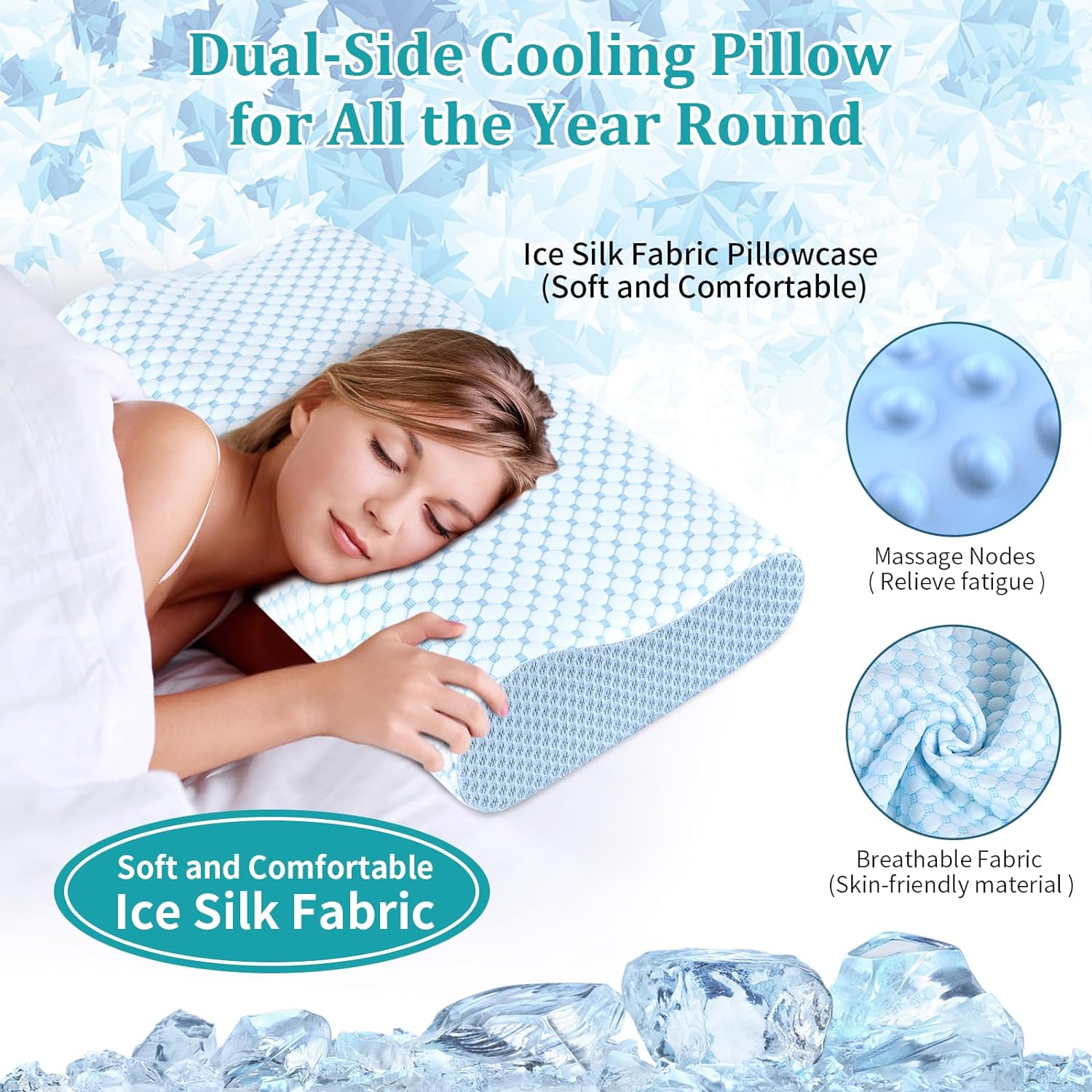 Neck Pillow Memory Foam Pillows - Cooling Neck Support Pillow for Pain Relief, Ergonomic Cervical Pillow for Sleeping, Orthopedic Contour Bed Pillow for Side, Back & Stomach Sleepers - Image 3