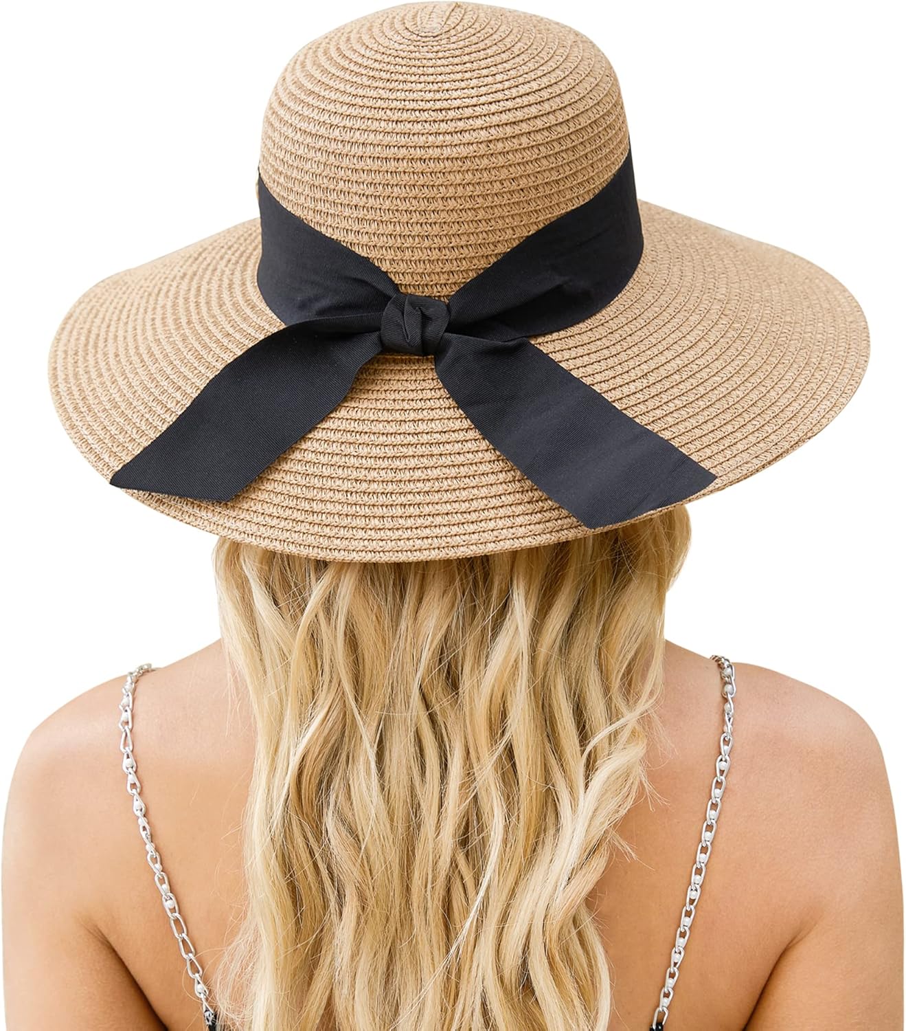 Beach Hat for Women, Wide Brim Sun Straw Hats for Women, Sun Hat Womens UPF 50+ UV Protection, Floppy Foldable Summer Hats - Image 2