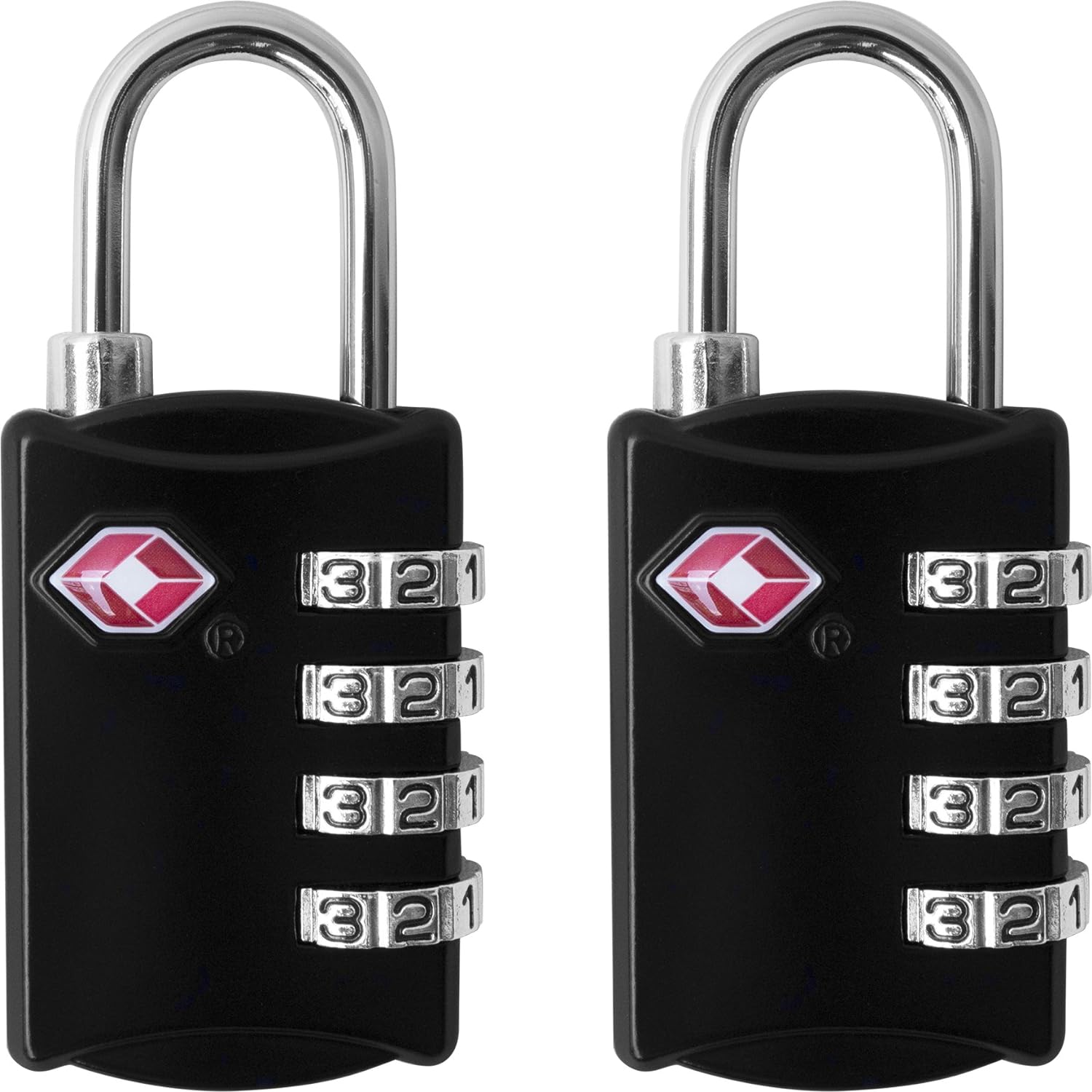 TSA Locks for Luggage, 2-Pc Durable Steel Padlock, Keyless Easy to Read 4-Digit Combination Lock for Backpacks, Travel Suitcases, Toolbox, Filing Cabinets, Baggage & Gym Locker, Black - Image 2