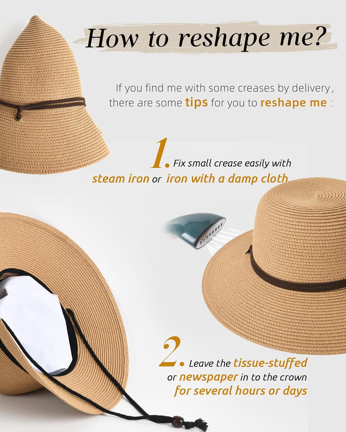 FURTALK Womens Wide Brim Sun Hat with Wind Lanyard UPF Summer Straw Sun Hats for Women - Image 9