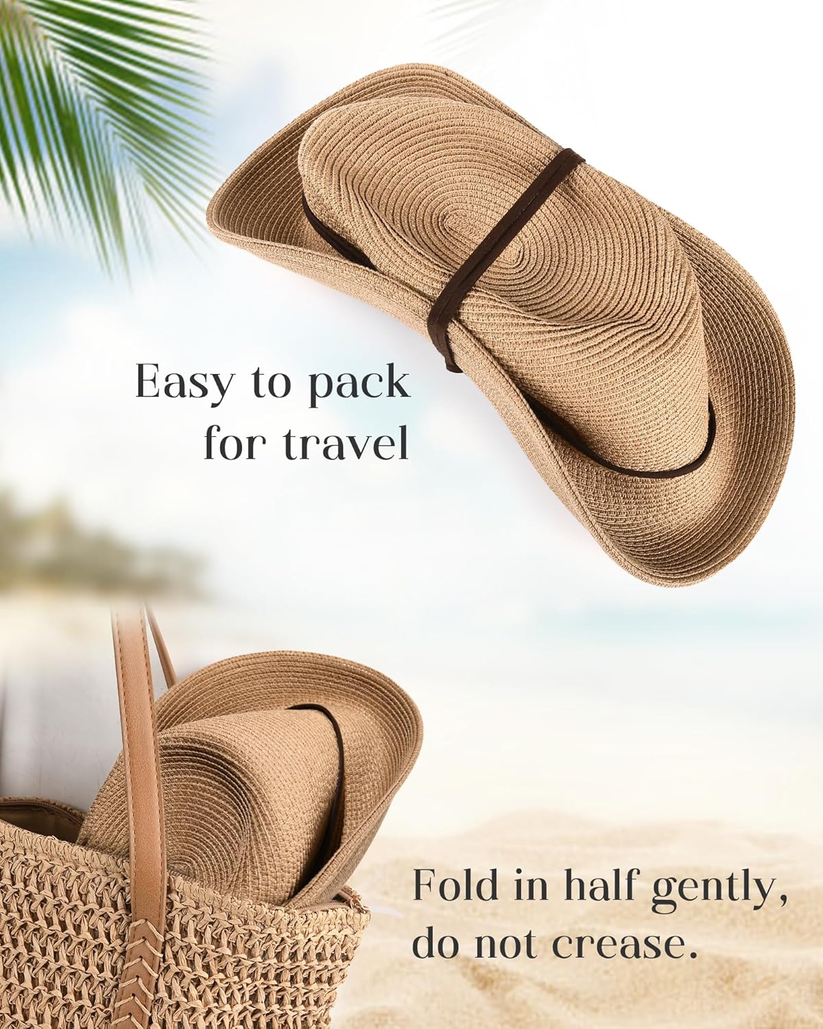 FURTALK Womens Summer Straw Sun Hats Wide Brim Panama Fedora Beach Hat with Wind Lanyard UPF 80+ - Image 5