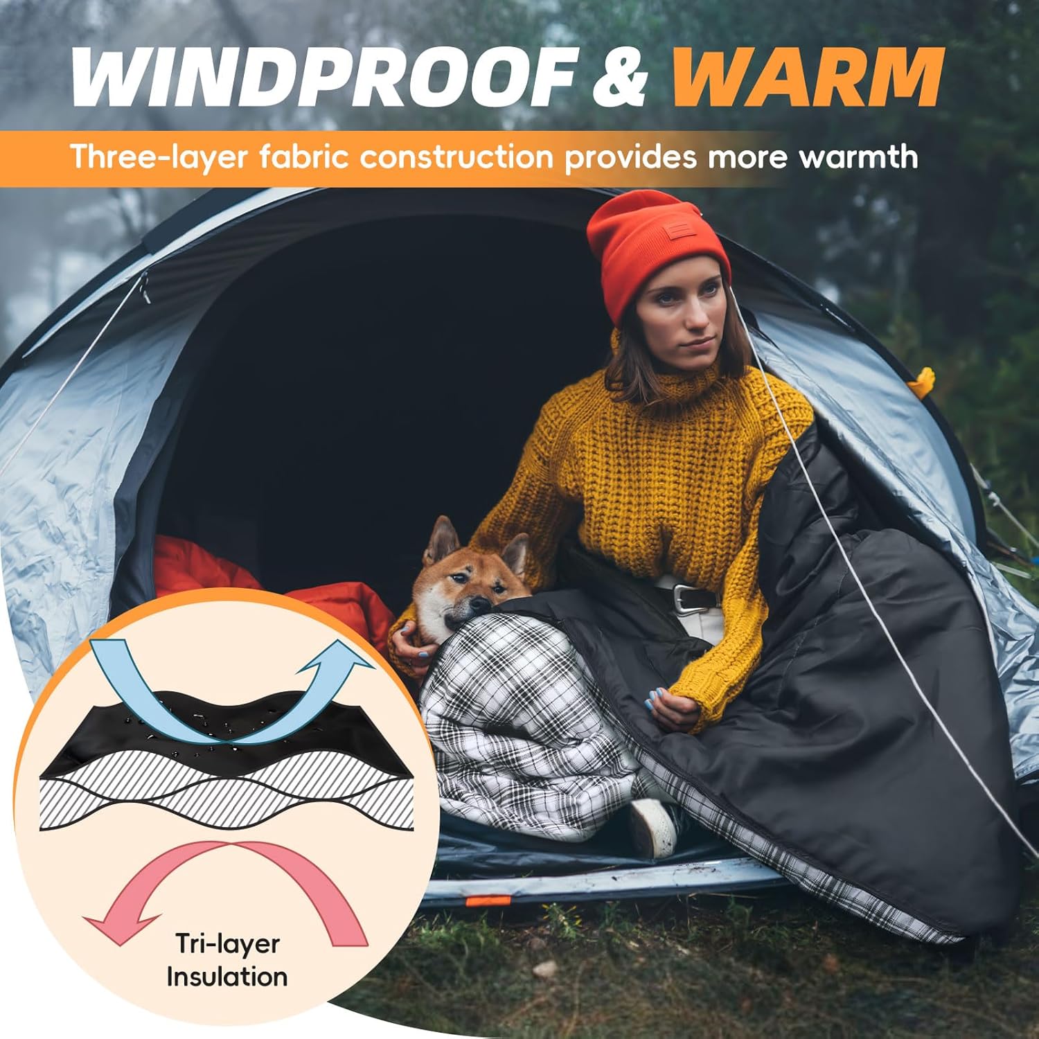 MEREZA Flannel Sleeping Bag for Adults XL, Large Wide Sleeping Bags for Camping Mens Warm Cotton Sleeping Bag 4 Season Warm & Cool Weather - Image 4