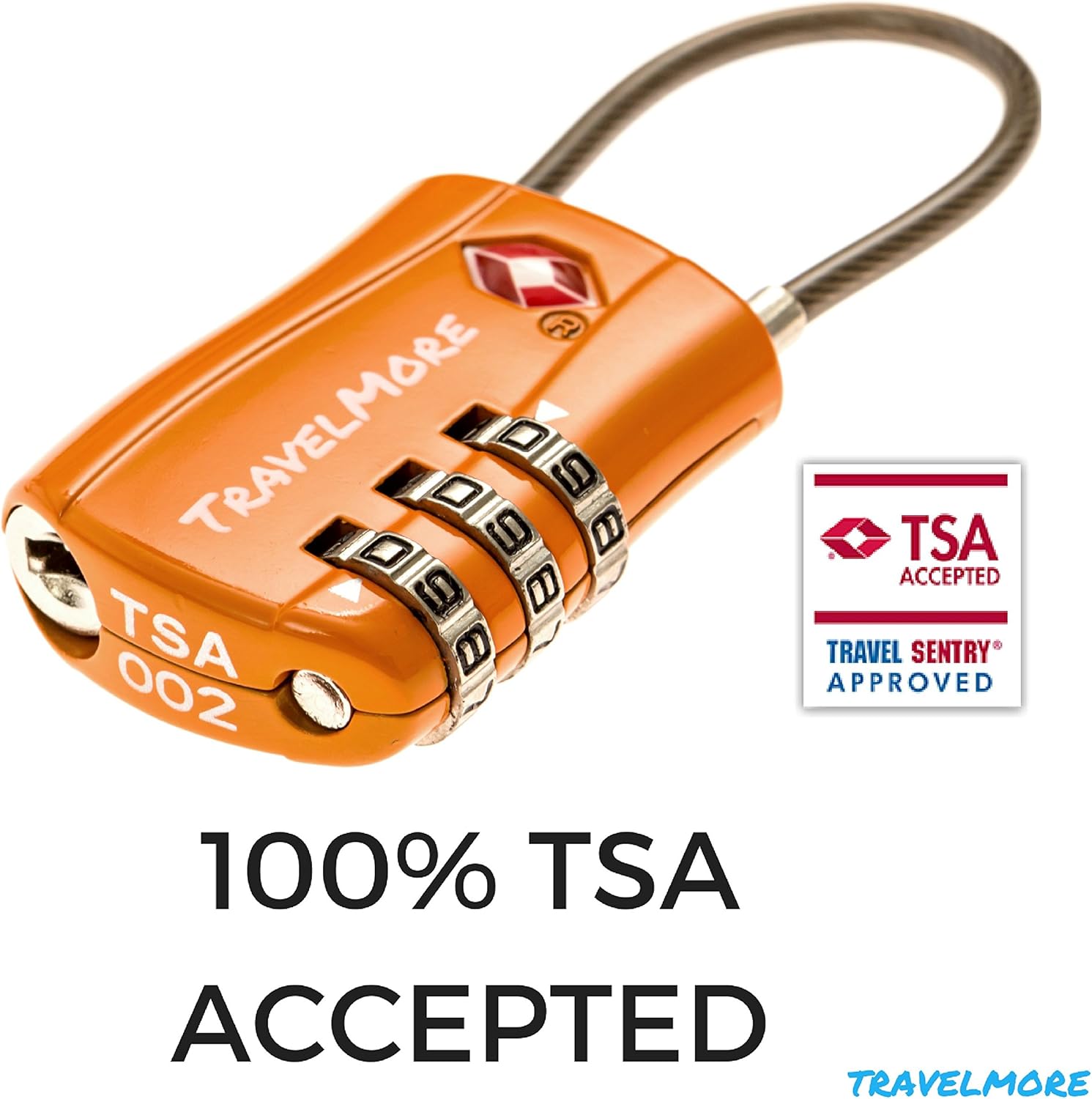 TravelMore 10 Pack TSA Approved Travel Combination Cable Luggage Locks for Suitcases - Orange - Image 4