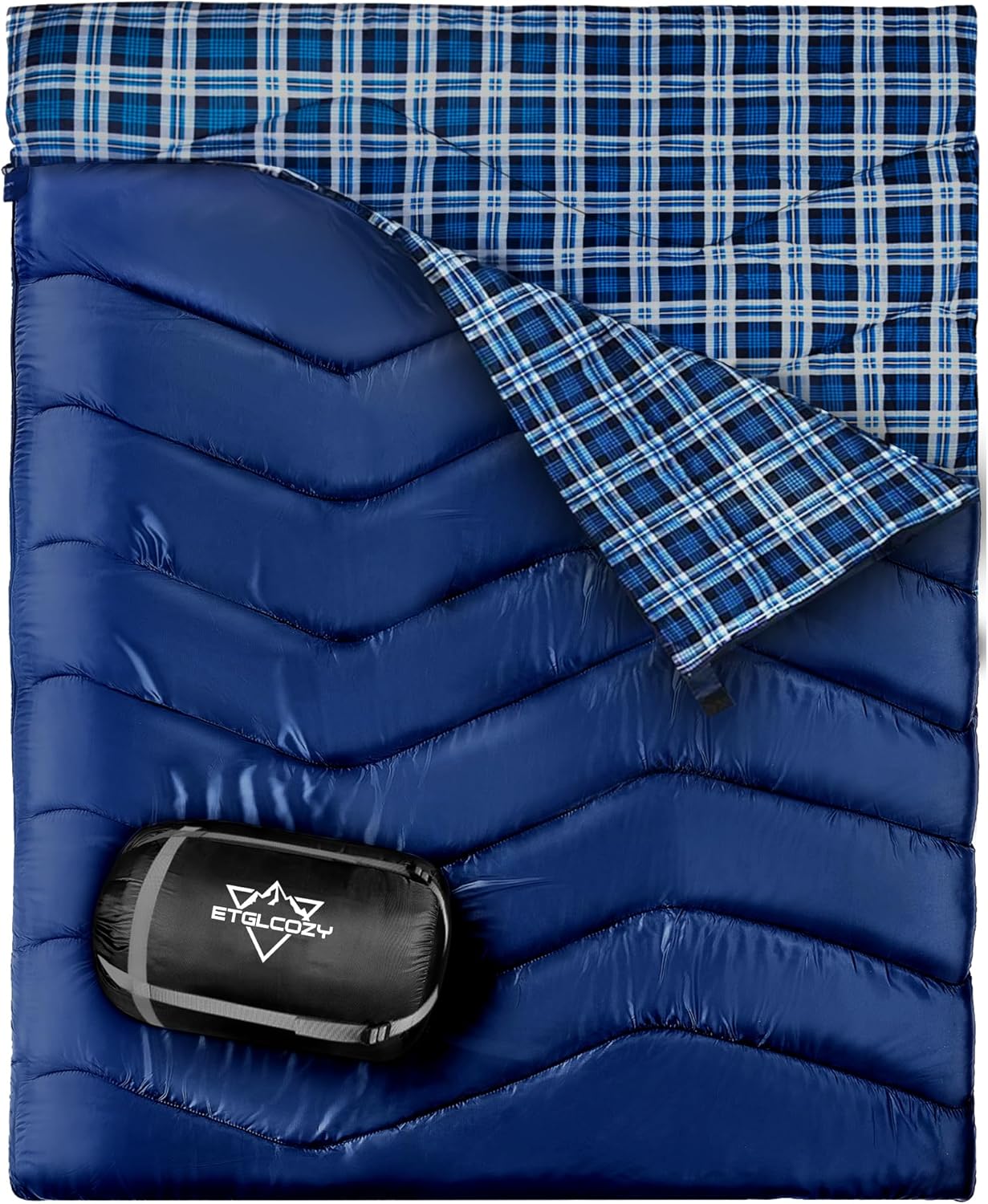 Double Sleeping Bag for Adults Kids, XL Queen Size 2 Person All Season for Warm & Cold Weather, Lightweight Compact with Compression Sack Camping Essentials for Backpacking Hiking - Image 2