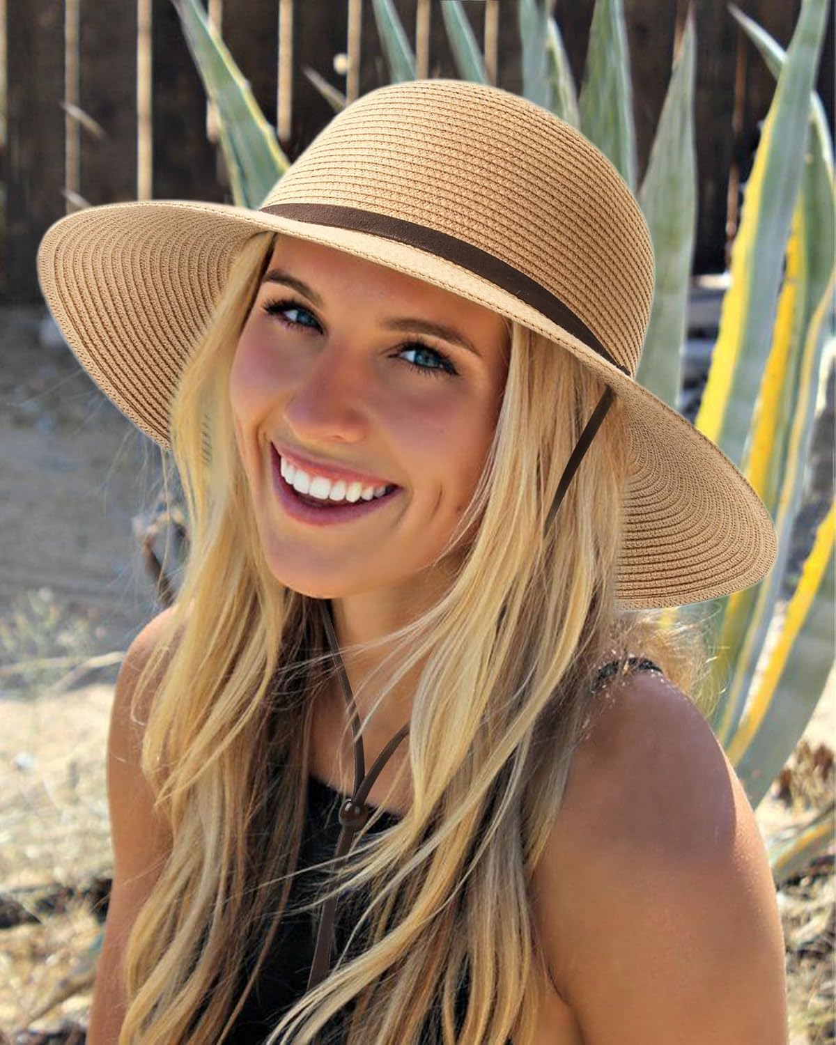 FURTALK Womens Wide Brim Sun Hat with Wind Lanyard UPF Summer Straw Sun Hats for Women - Image 8