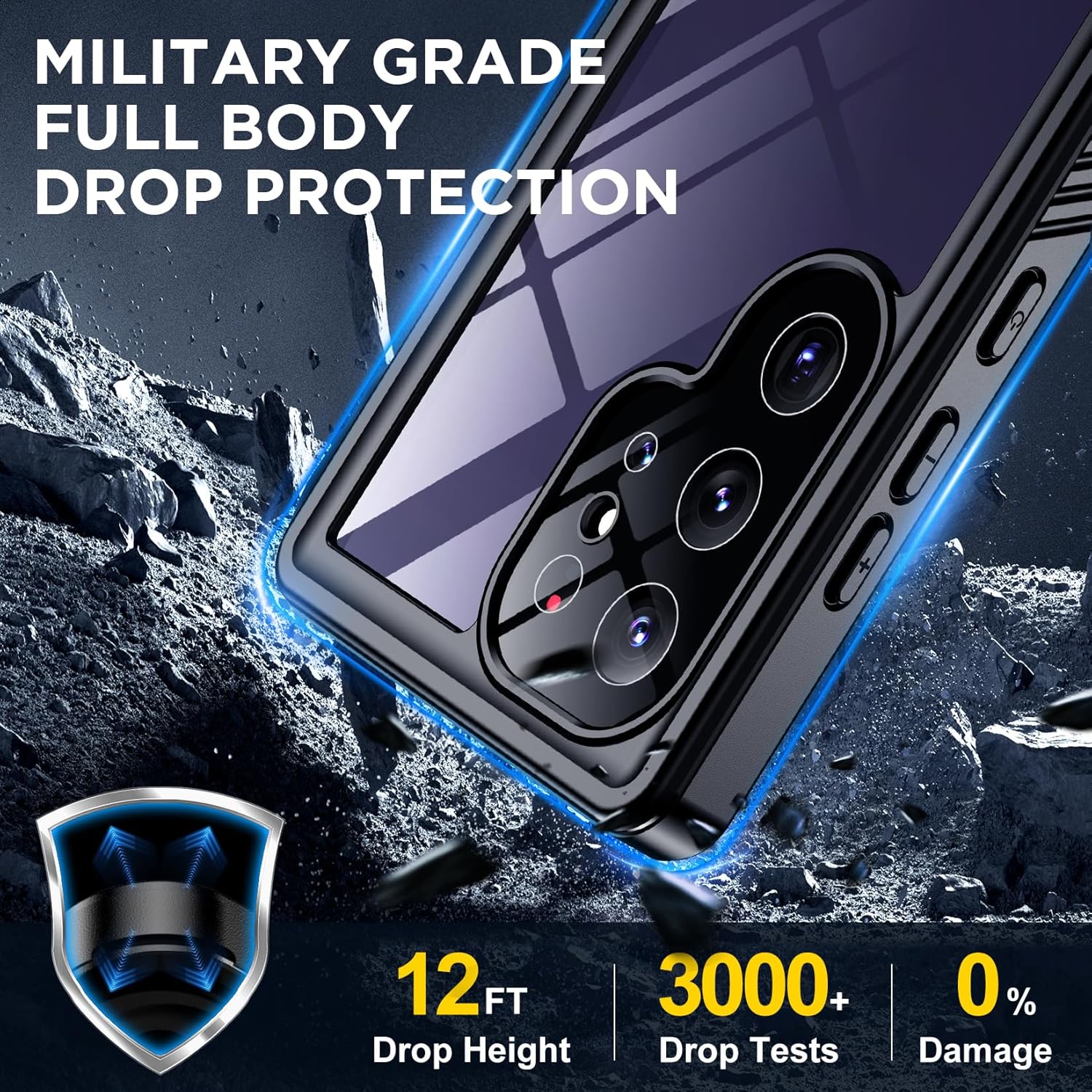Designed for Samsung Galaxy S24 Ultra Case Waterproof, Built-in Screen Protector Full Protection Heavy Duty Shockproof Anti-Scratched Rugged Case for Galaxy S24 Ultra 6.8'' (Black/Clear) - Image 5