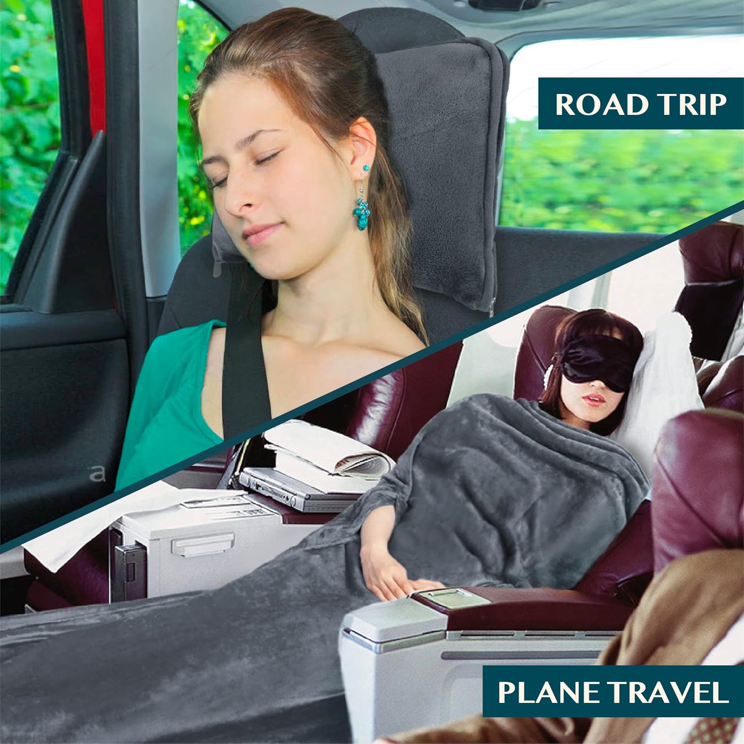 PAVILIA Travel Blanket and Pillow, Arms Opening Airplane Blankets for Adults, Compact Plane Blanket with Arm Hole 2-in-1 Bag for Flight Car Camping Fit in Luggage Backpack Traveler Gift, Dark Gray - Image 7