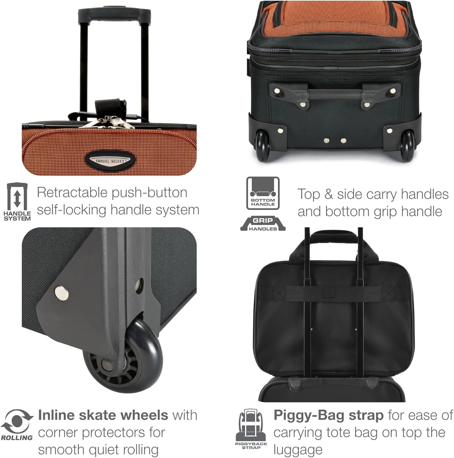 Travel Select Amsterdam 25-Inch Softside Expandable Rolling Upright Luggage, Lightweight 2-Wheel Suitcase with Push-Button Handle, Navy - Image 8