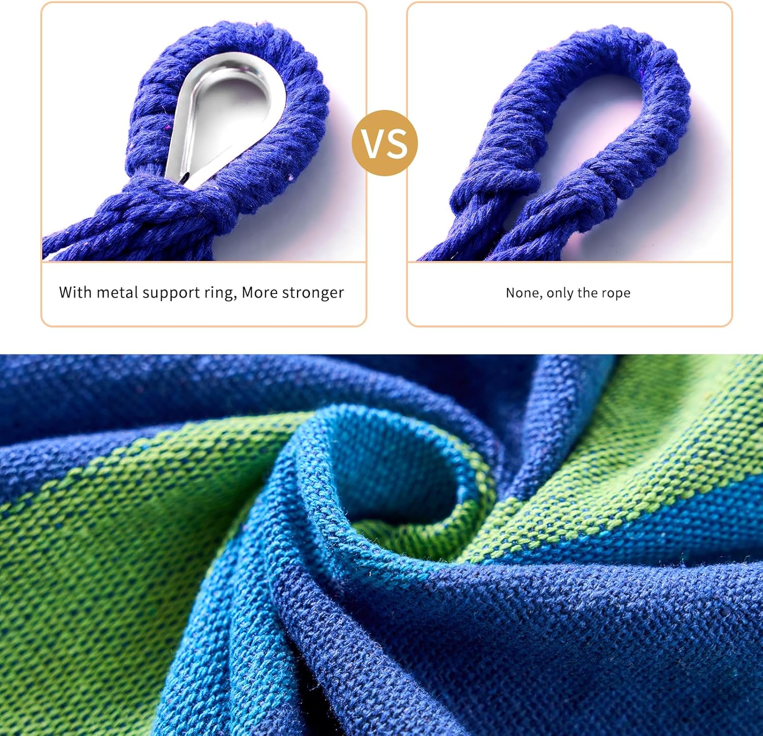 Camping Hammock Comfortable Fabric Hammocks with Tree Straps for Travel Patio Garden, Hanging Sturdy Indoor/Outdoor Hammock Up to 660lbs Portable Hammocks with Travel Bag - Image 7