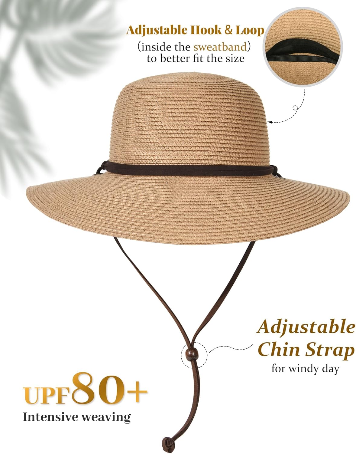 FURTALK Womens Wide Brim Sun Hat with Wind Lanyard UPF Summer Straw Sun Hats for Women - Image 3