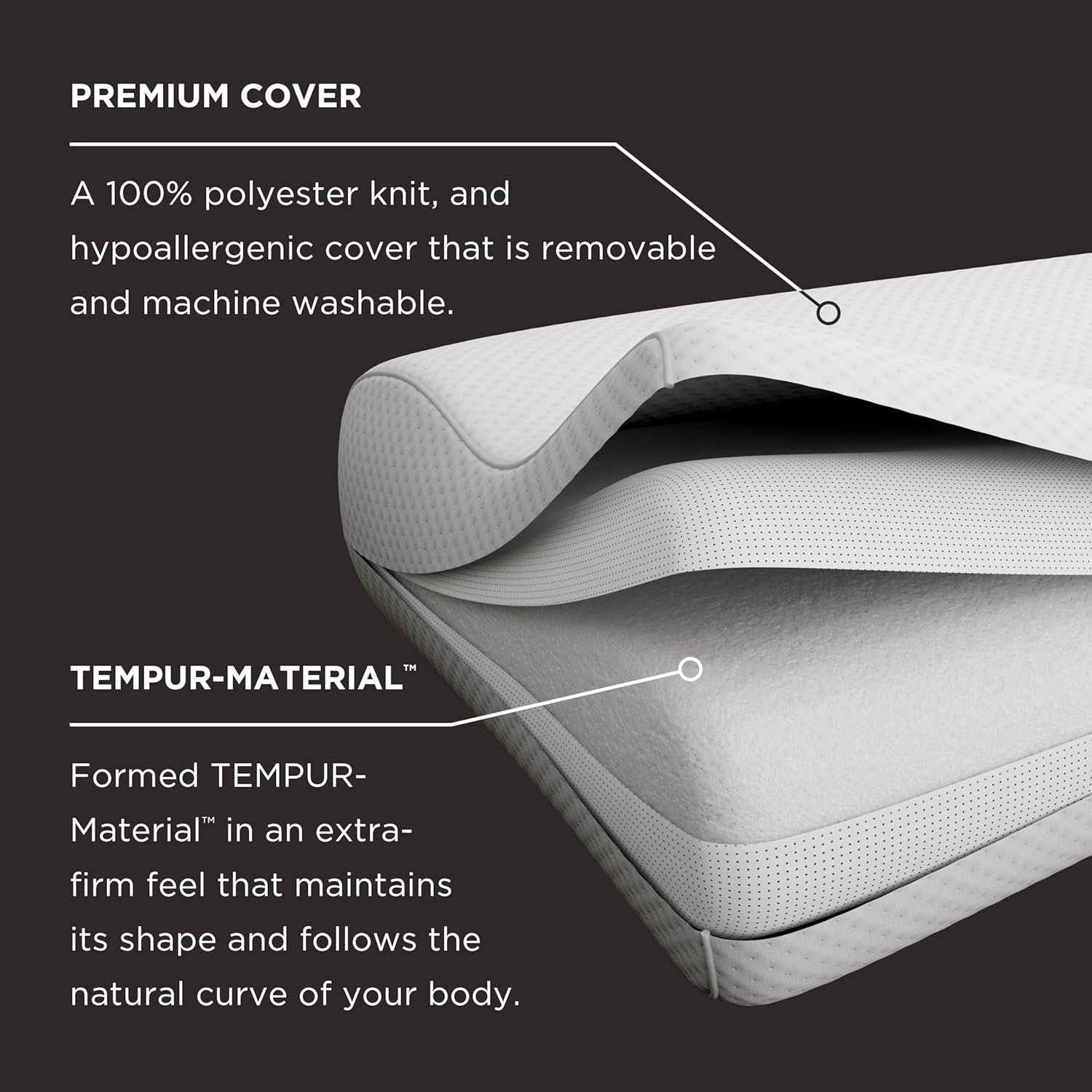 Tempur-Pedic TEMPUR-Ergo Neck Pillow, Large Profile, White - Image 9