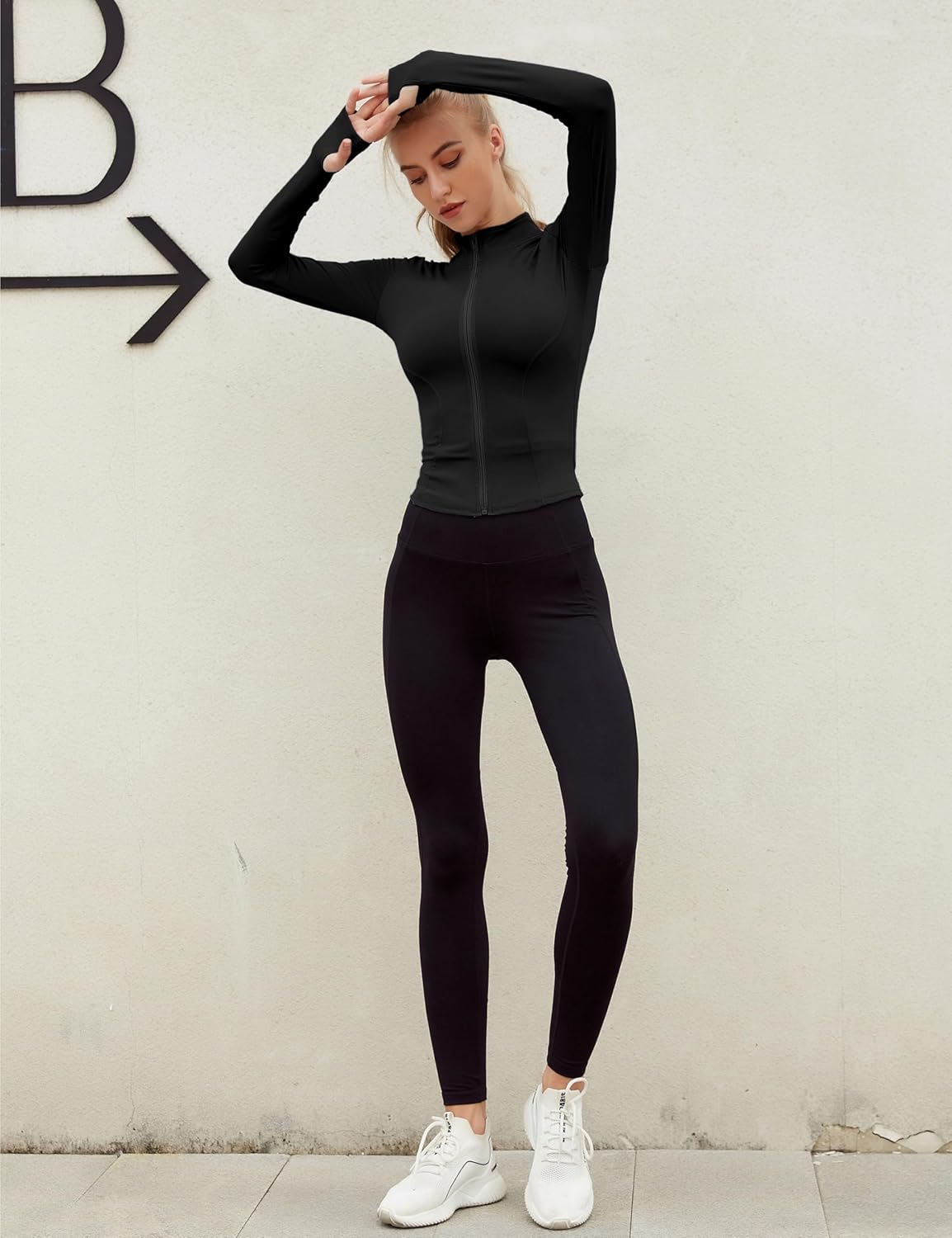 Lviefent Womens Lightweight Full Zip Running Track Jacket Workout Slim Fit Yoga Sportwear with Thumb Holes - Image 7