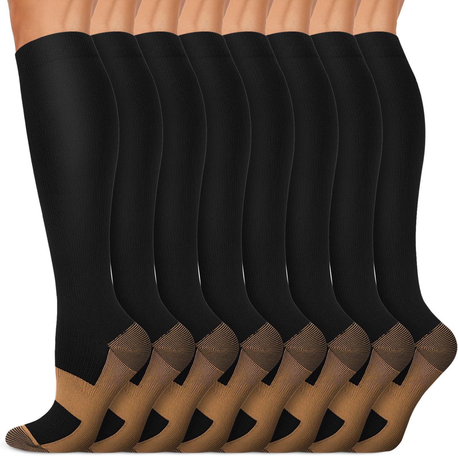 Copper Compression Socks 15-20 mmHg for Men & Women 8 Pairs – Circulation Support for Nurses, Travel, Running, Hiking, Soccer - Image 2