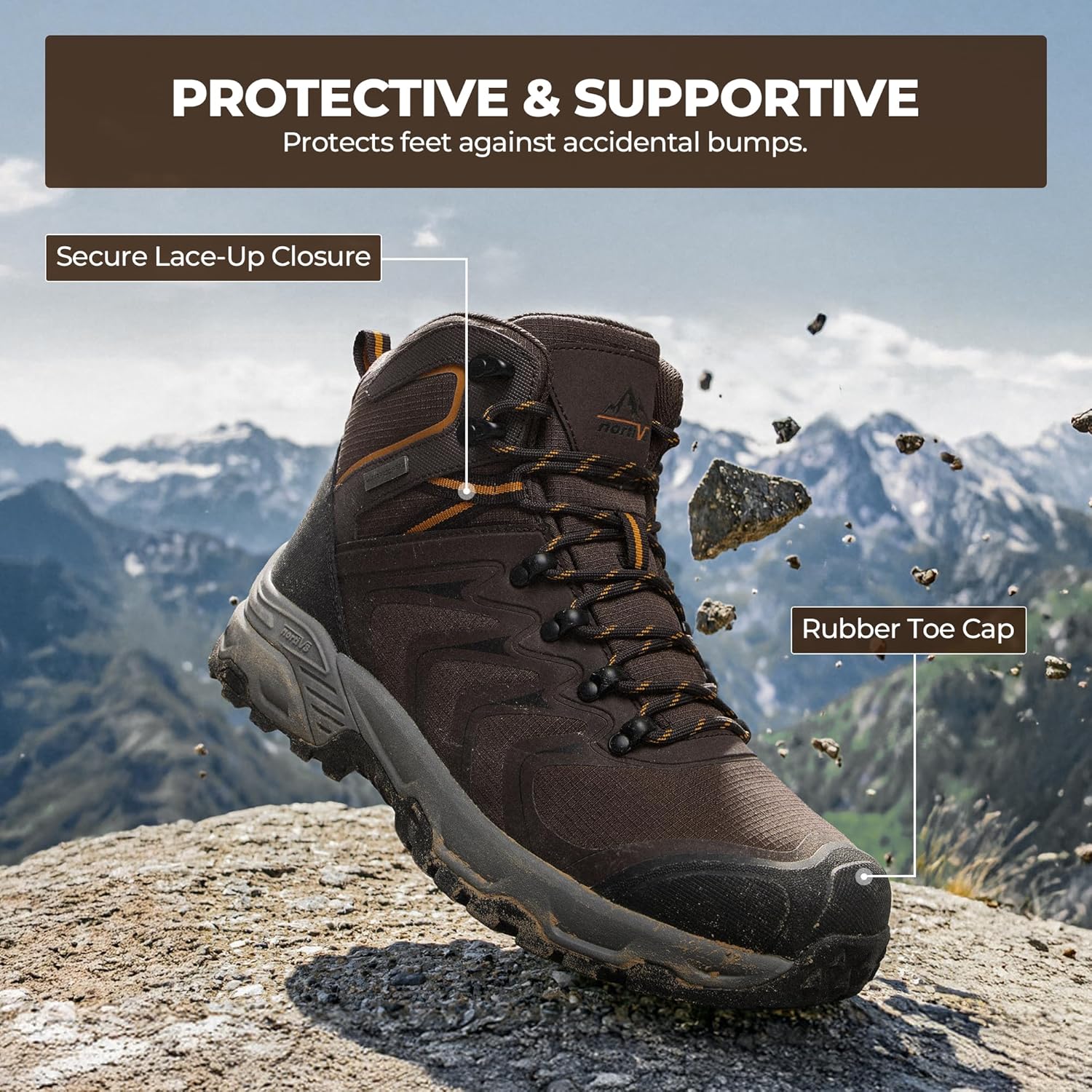 NORTIV 8 Men's Waterproof PRO Hiking Boots Outdoor Lightweight Non-Slip Arch Support Trekking Camping Ankle Boots Armadillo Update - Image 7