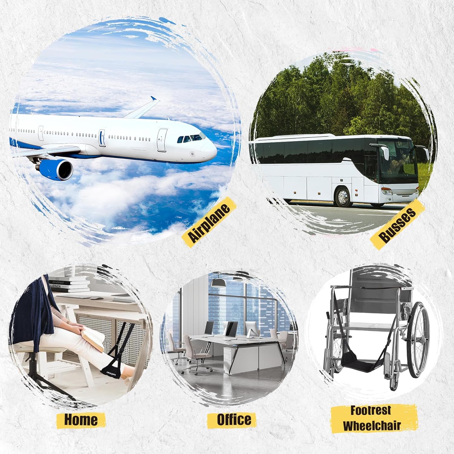 2-Pack Foot Hammock for Plane Travel, No Collapse Thickened Bamboo Airplane Foot Rest with Extended Adjustment Strap, Portable Desk Foot Hammock to Relax Your Feet, Foot Sling Travel Essentials(Black) - Image 8