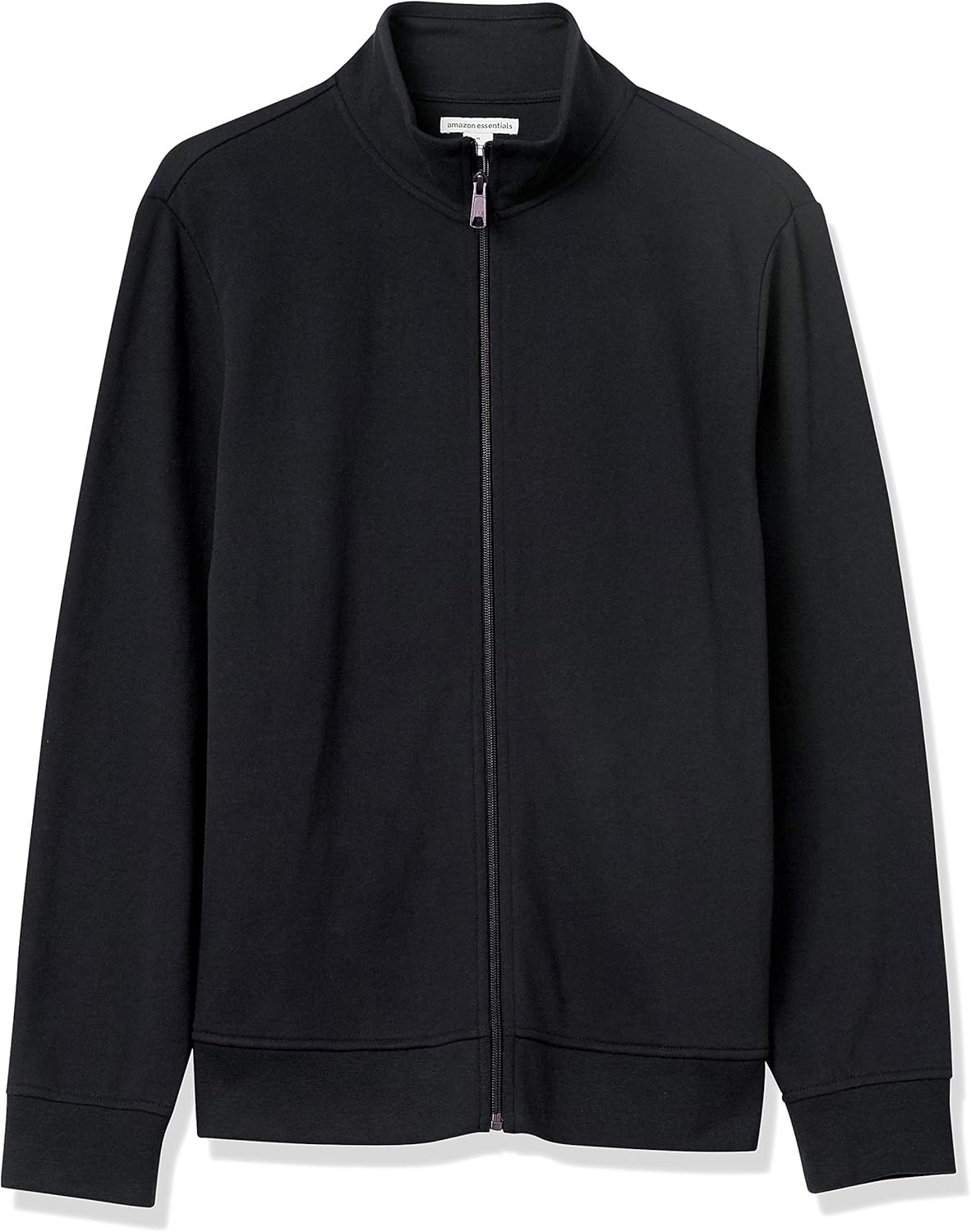 Amazon Essentials Men's Zip Up Sweatshirt, Lightweight French Terry, Mock Neck, Black, Large - Image 7