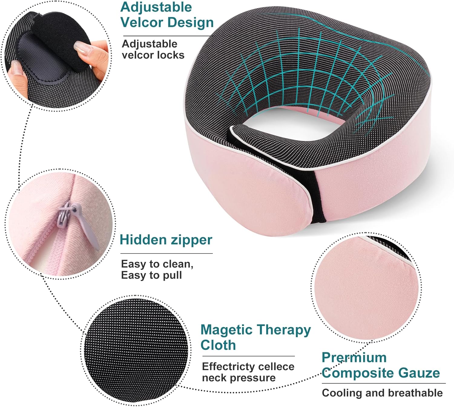 Travel Pillow,Neck Pillow Memory Foam 360 Degree Support Pillows,Travel Neck Pillow Comes with Eye Masks,Earplugs,Ideal Accessory for Airplanes Offices and Cars (Pink) - Image 6