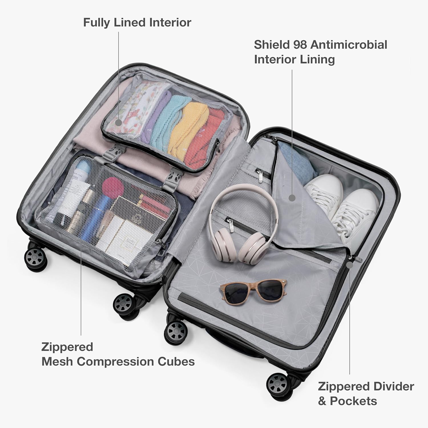 Traveler's Choice Pagosa Indestructible Hardshell Expandable Spinner Luggage, Black, 22-Inch Carry-on - Image 9