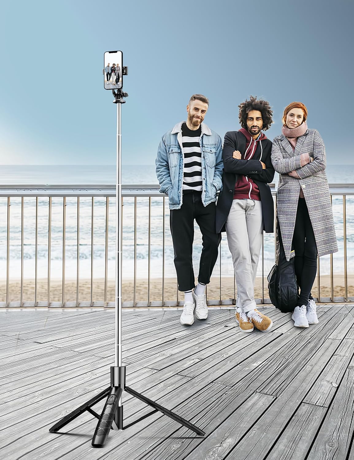 71" Phone Tripod & Selfie Stick, All in One Extendable Cell Phone Tripod with Wireless Remote, Tripods Stand for iPhone & Travel Selfie Stick 360° Rotation Compatible with iPhone Android, Camera - Image 10