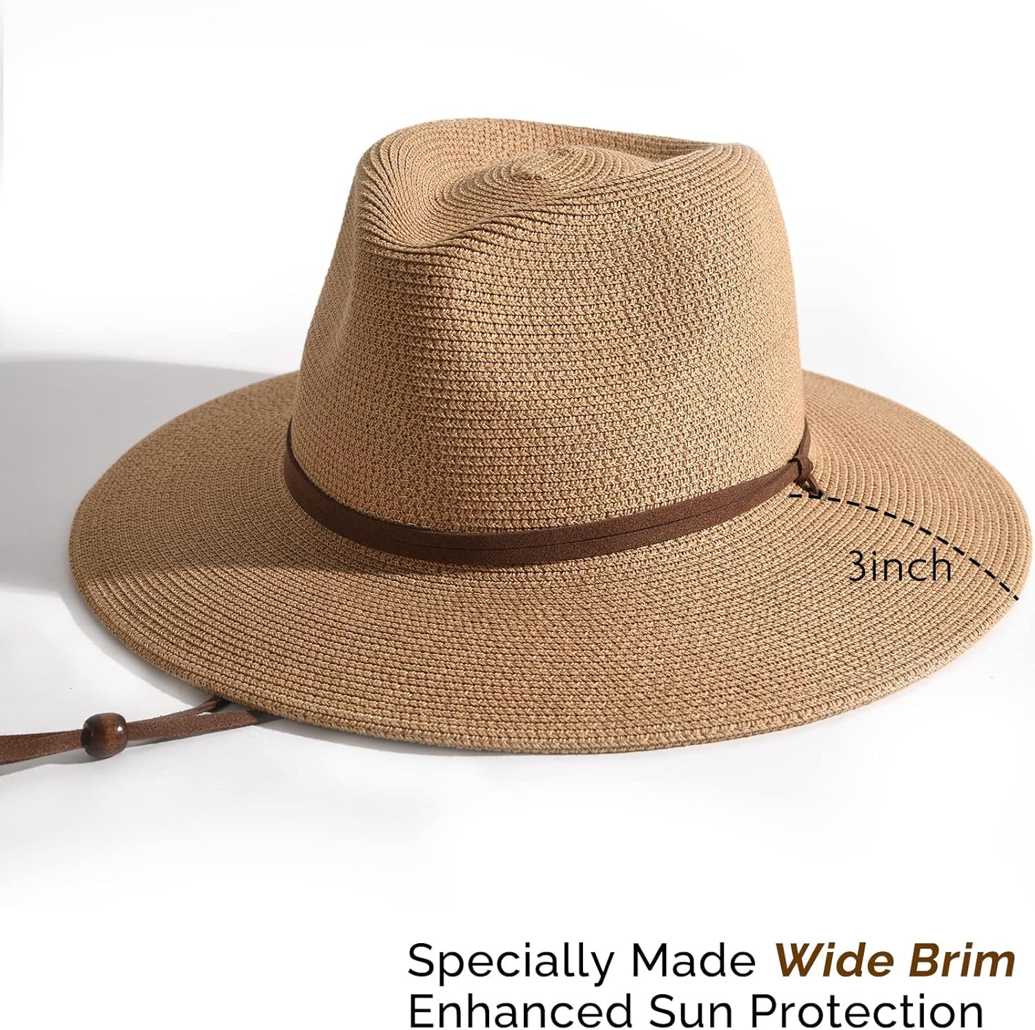 FURTALK Womens Summer Straw Sun Hats Wide Brim Panama Fedora Beach Hat with Wind Lanyard UPF 80+ - Image 4