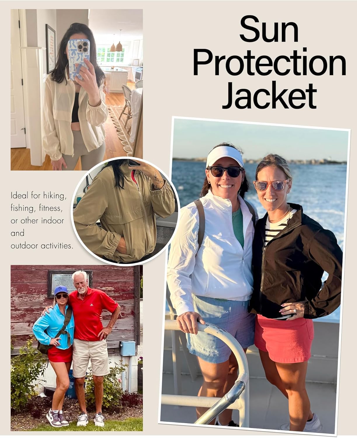 Locachy Women's Lightweight Zip Up Athletic Jacket Stand Collar Windproof Sun Protection Workout Outdoor Jacket - Image 4