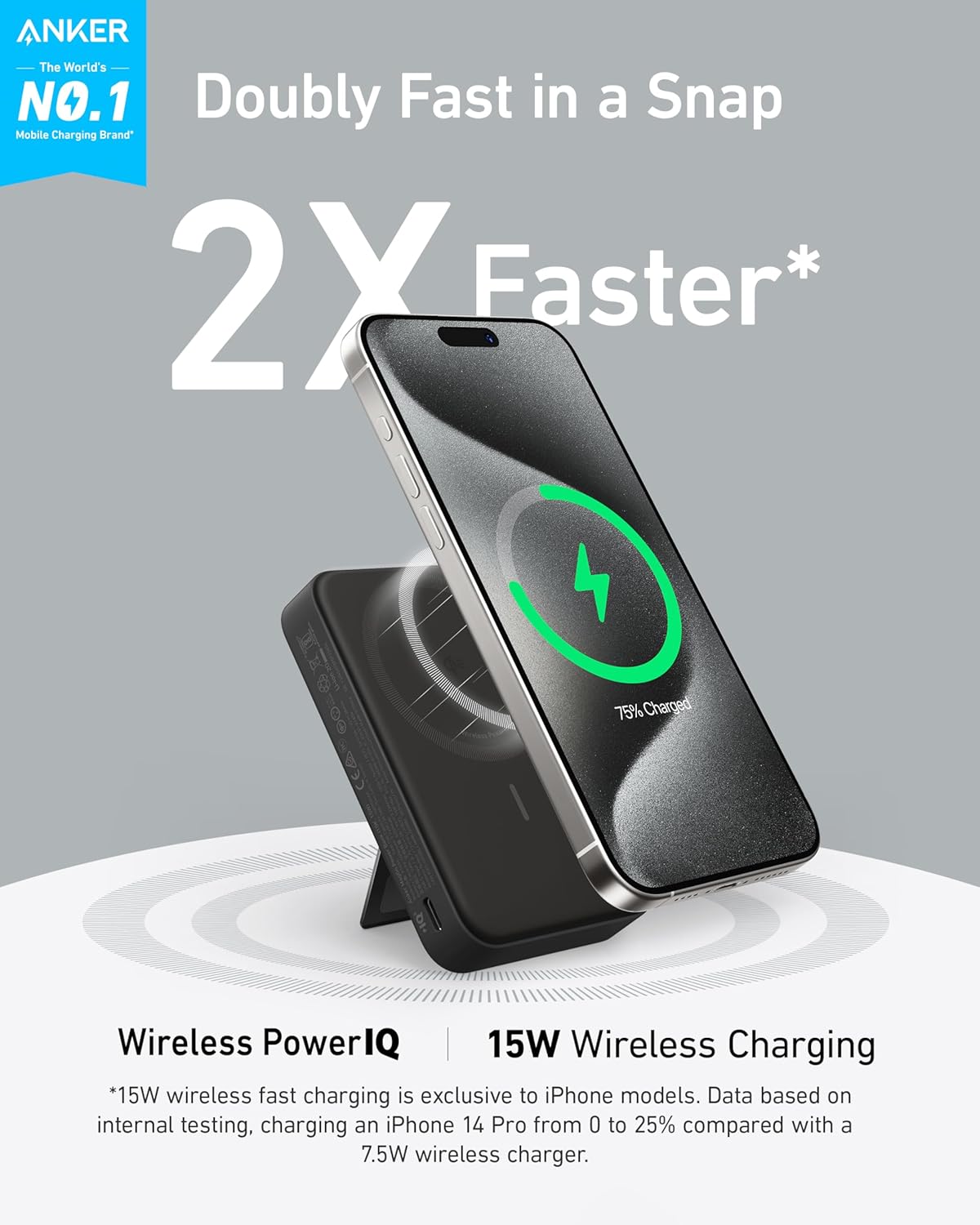 Anker MagGo Power Bank, Qi2 Certified 15W Ultra Fast MagSafe Compatible Mobile Charger, 10,000mAh Battery with Smart Display & Foldable Stand, for iPhone 17/16/15/14, Includes USB-C Cable - Image 3