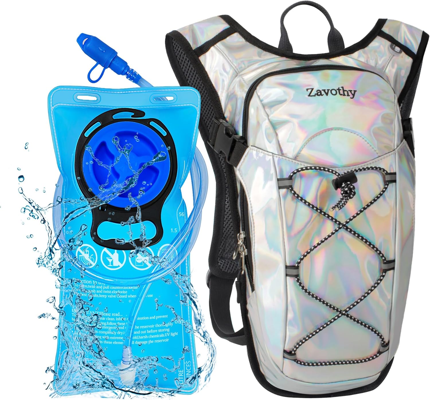 Reflective Hydration Backpack, Hydration Pack - Water Backpack with 2L/3L Hydration Bladder, Essential for Festivals - Rave Hydration Pack for Hiking, Running, Cycling, and Festivals - Image 2