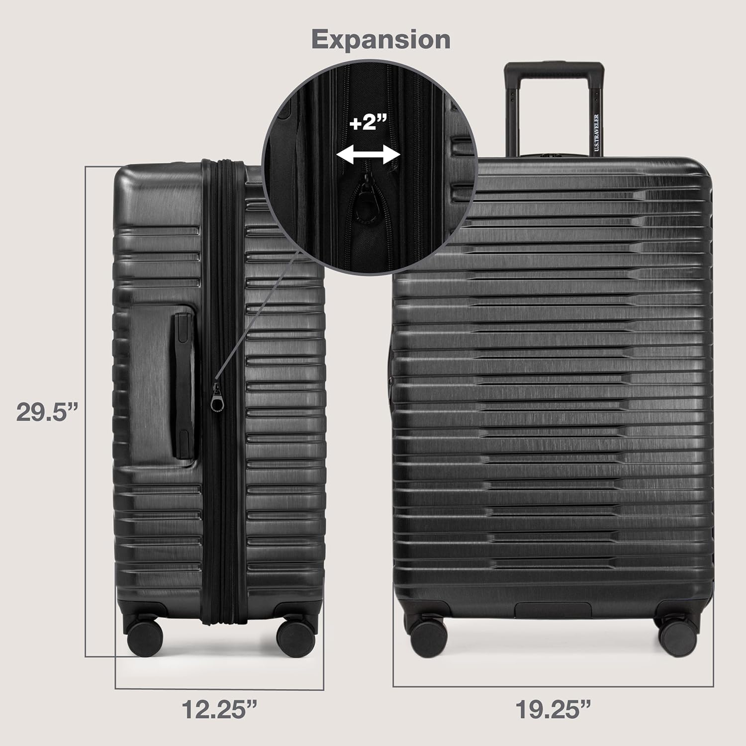U.S. Traveler Boren Polycarbonate Hardside Rugged Travel Suitcase Luggage with 8 Spinner Wheels, Aluminum Handle, Black, Checked-Large 30-Inch - Image 7