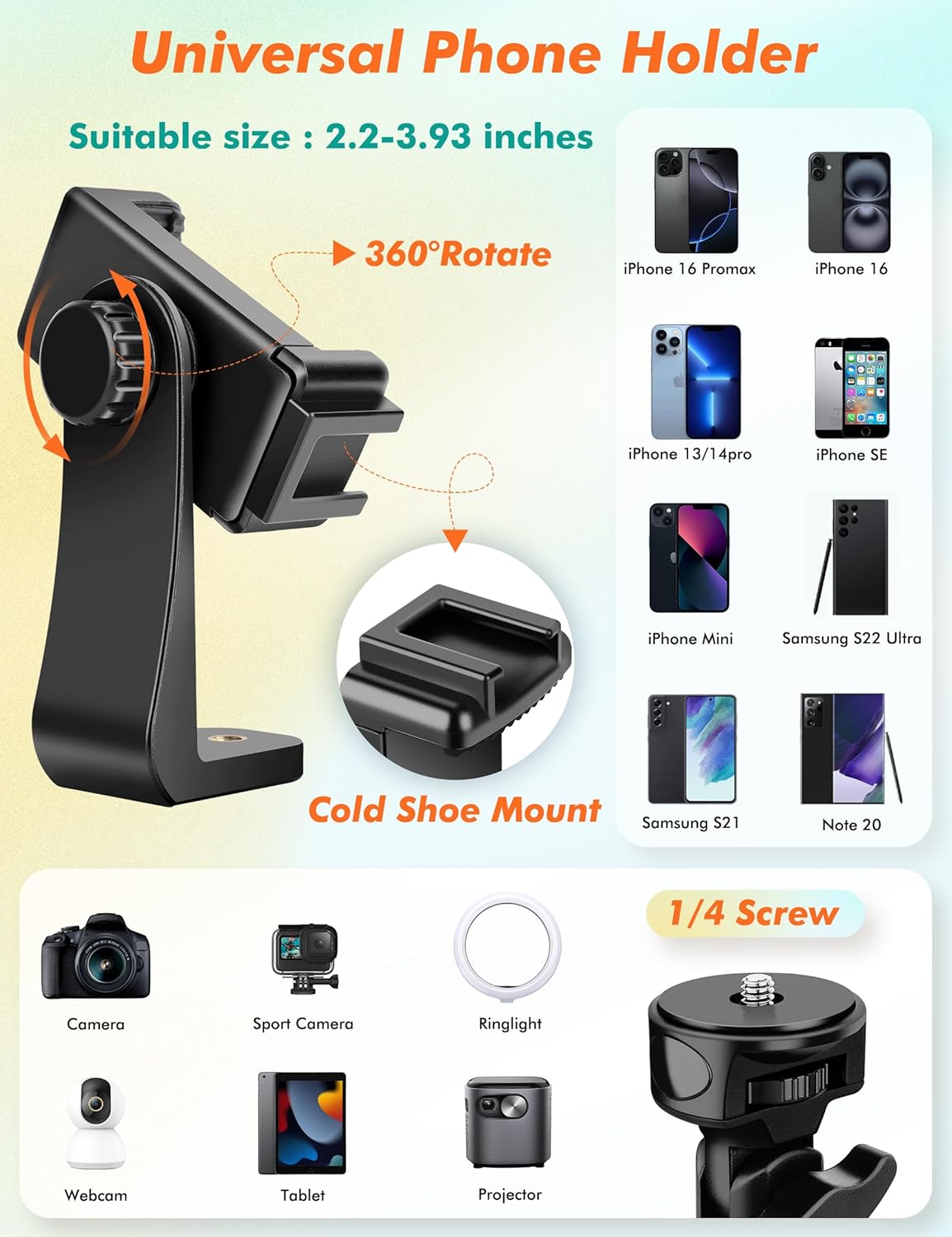 71" Tripod for iPhone, Phone Tripod Selfie Stick with Remote, Cell Phone Tripods & Tall Travel Tripods for Recording Video Selfies Photo, Compatible with iPhone 17 16 15 14 Pro Max 13 Android - Image 7