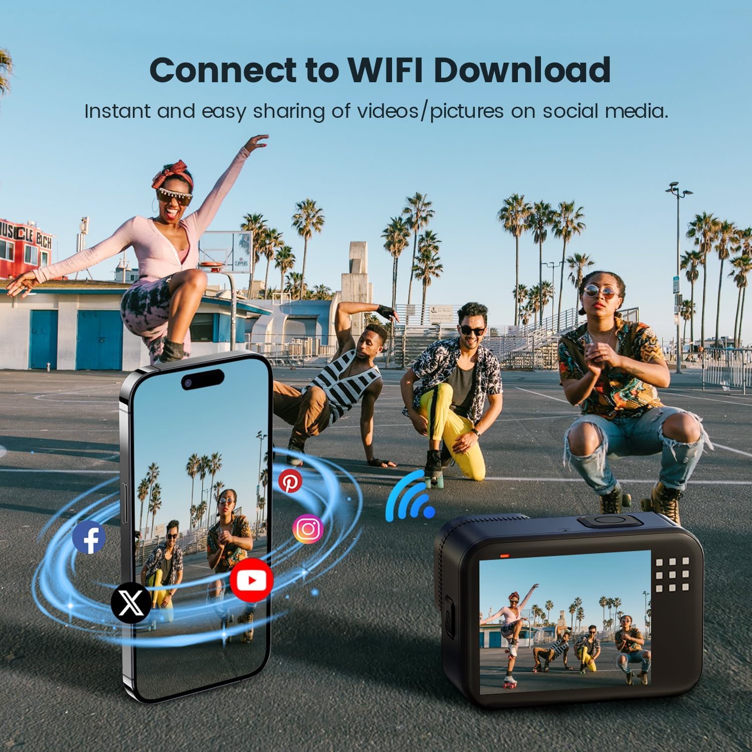 4K 60FPS 48MP WiFi Action Camera with Touch Screen, 50FT Underwater Waterproof Camera, No Case Needed, EIS Motorcycle Camera, 8X Zoom, 64GB Card, Remote Control, Batteries & Mounting Kits - Image 6