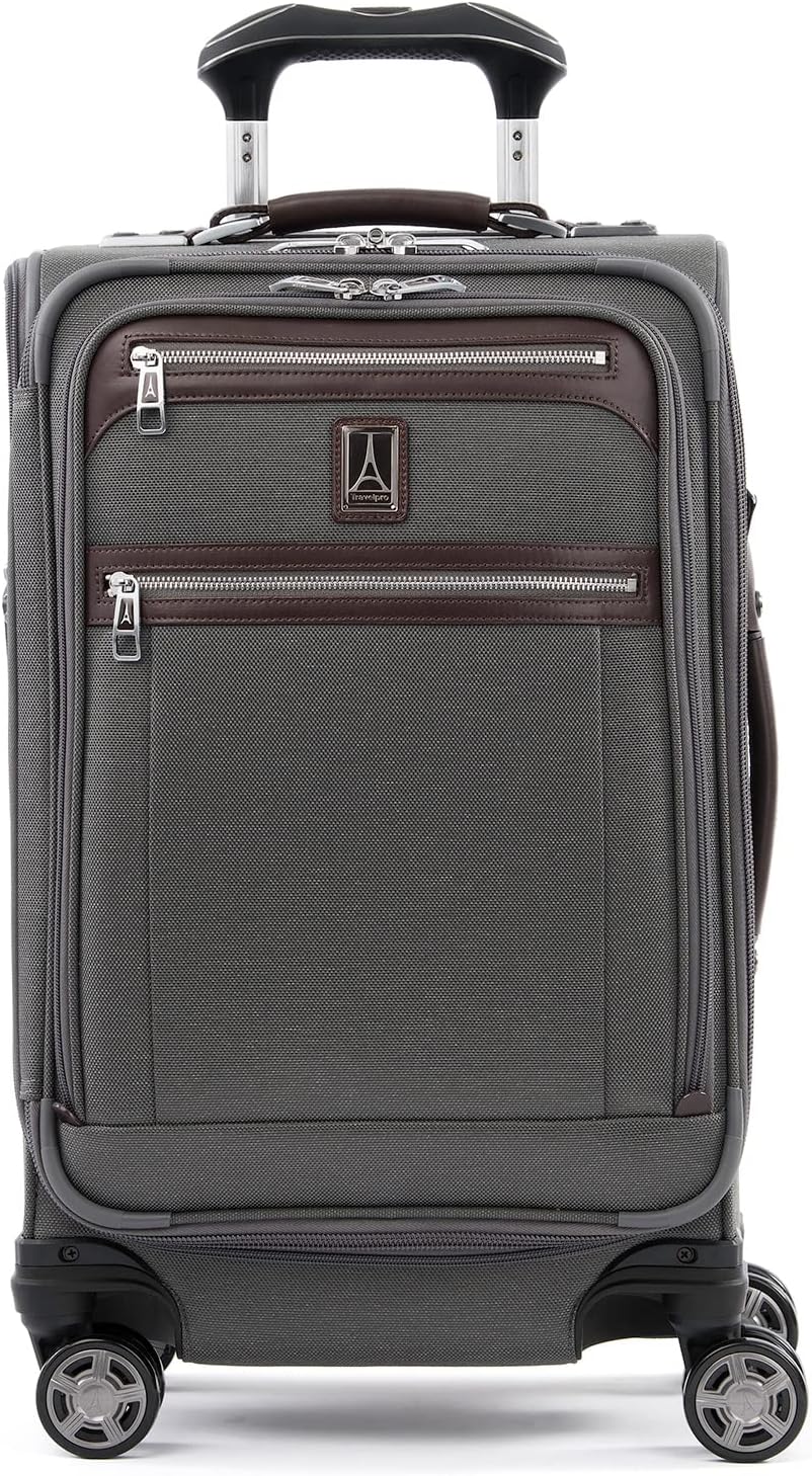 Travelpro Platinum Elite Softside Expandable Carry on Luggage, 8 Wheel Spinner Suitcase, USB Port, Suiter, Men and Women, Vintage Grey, Carry On 21-Inch - Image 2
