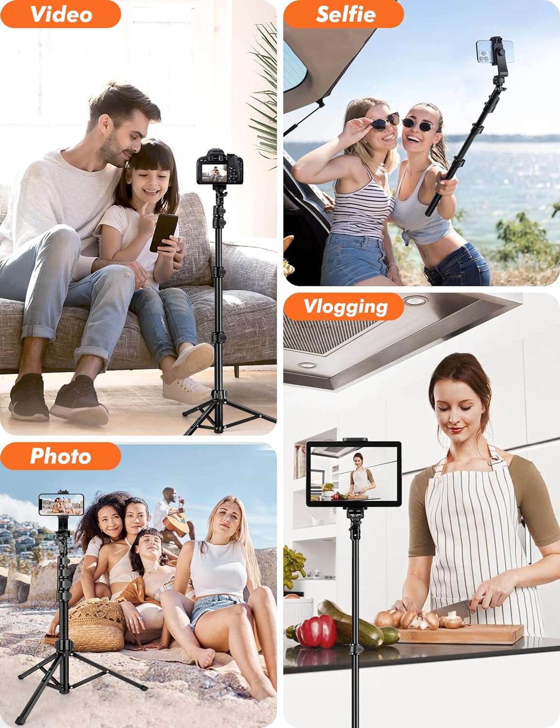 71" Tripod for iPhone, Phone Tripod Selfie Stick with Remote, Cell Phone Tripods & Tall Travel Tripods for Recording Video Selfies Photo, Compatible with iPhone 17 16 15 14 Pro Max 13 Android - Image 6