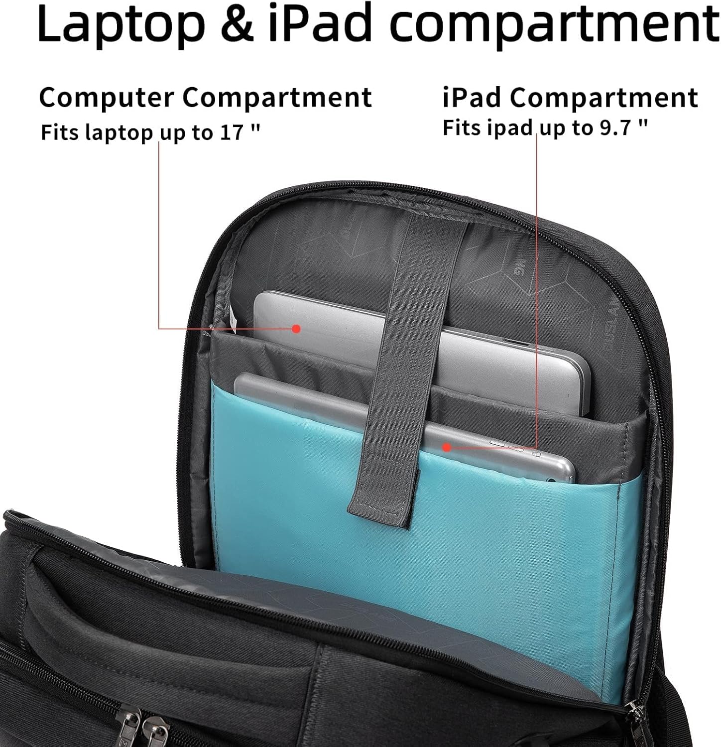 DUSLANG 17 Inch Laptop Backpack for Travel Water Resistant College Backpack for Men/Women Laptop Bag with USB Charging Port,Black - Image 4