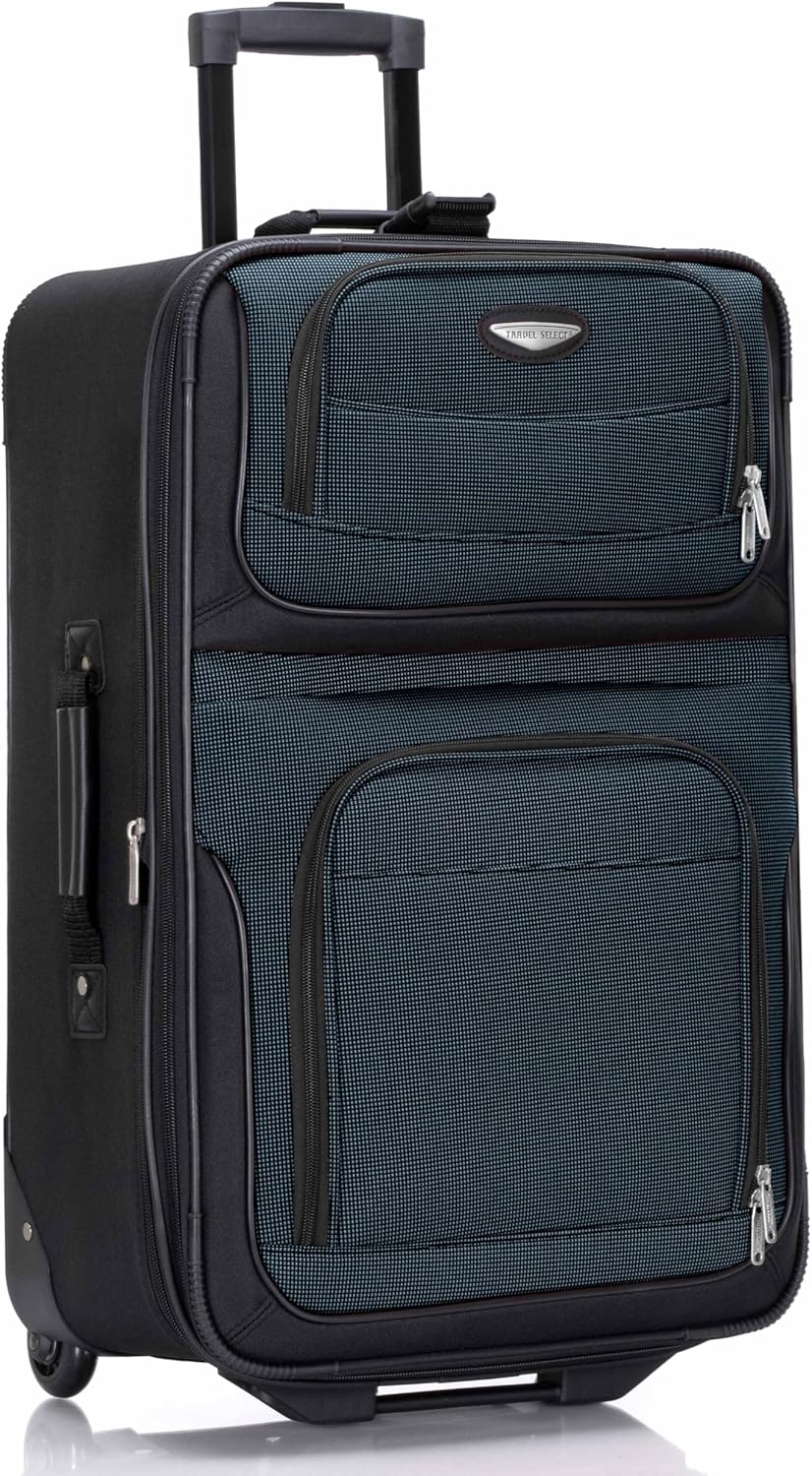 Travel Select Amsterdam 25-Inch Softside Expandable Rolling Upright Luggage, Lightweight 2-Wheel Suitcase with Push-Button Handle, Navy - Image 2