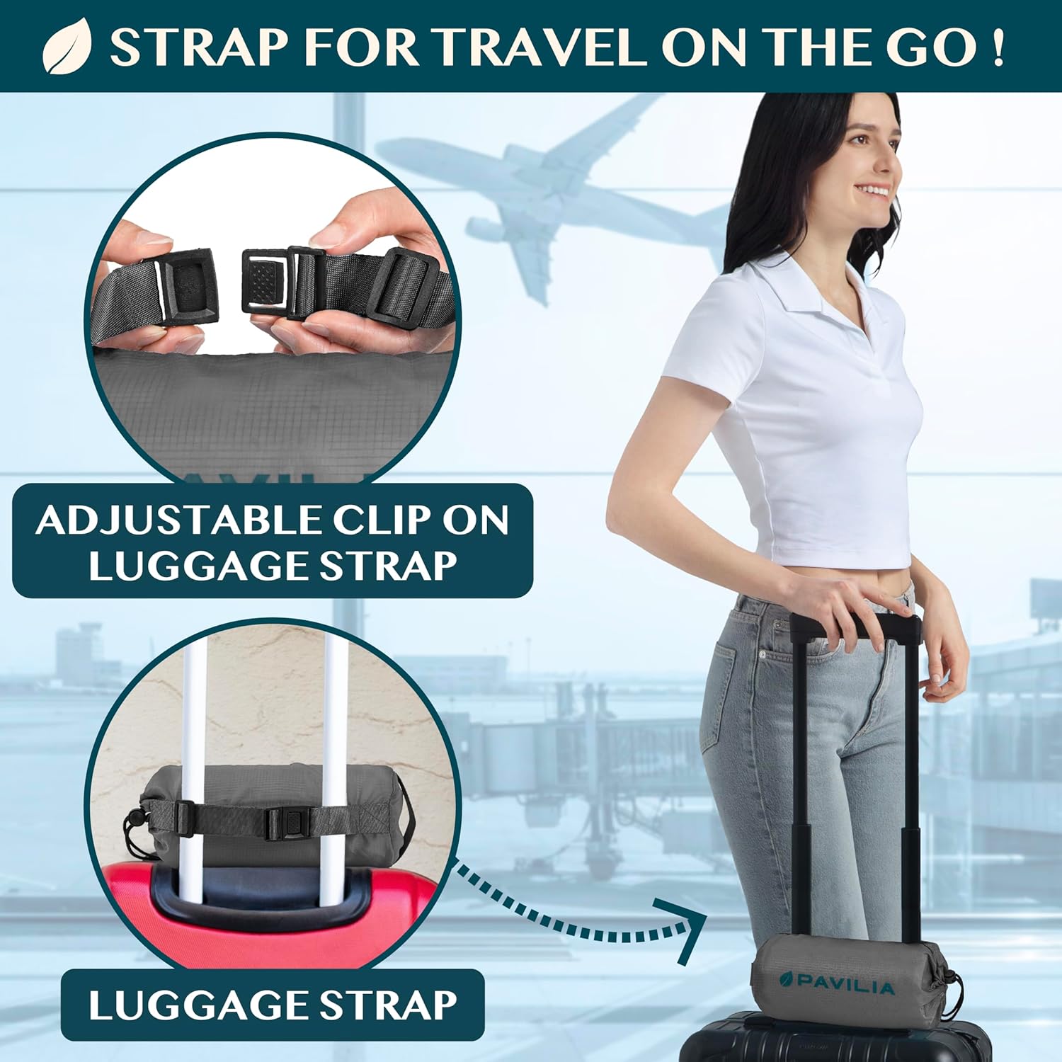 PAVILIA Travel Blanket Airplane Compact with Bag, Soft Packable Plane Blanket Kids Adults, Portable Camping Flight Essentials, Travelers Gifts Accessories, Luggage Backpack Strap, 65x40 Gray - Image 4