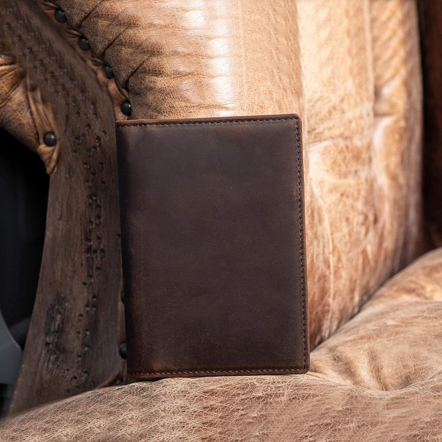 Polare Slim RFID Blocking Leather Passport Holder Travel Bifold Wallet For Men - Image 6