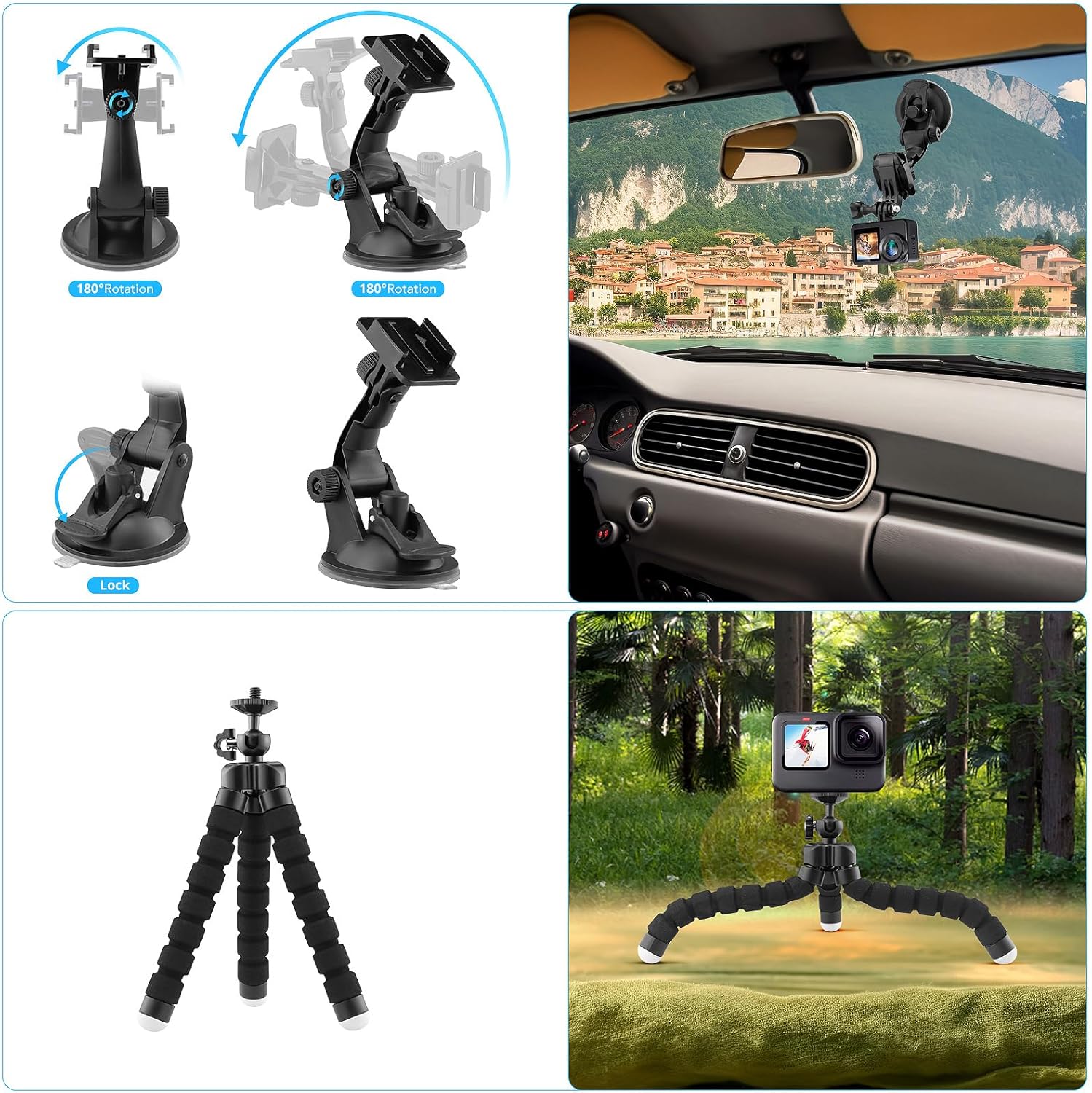 Action Camera Accessories Kit - Compatible for GoPro, AKASO, Campark, Crosstour, APEMAN, COOAU, Apexcam, SJCAM, SJ4000 and Waterproof Underwater Sports Camera - Image 7