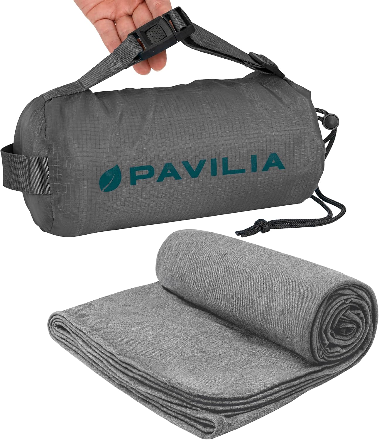 PAVILIA Travel Blanket Airplane Compact with Bag, Soft Packable Plane Blanket Kids Adults, Portable Camping Flight Essentials, Travelers Gifts Accessories, Luggage Backpack Strap, 65x40 Gray - Image 2